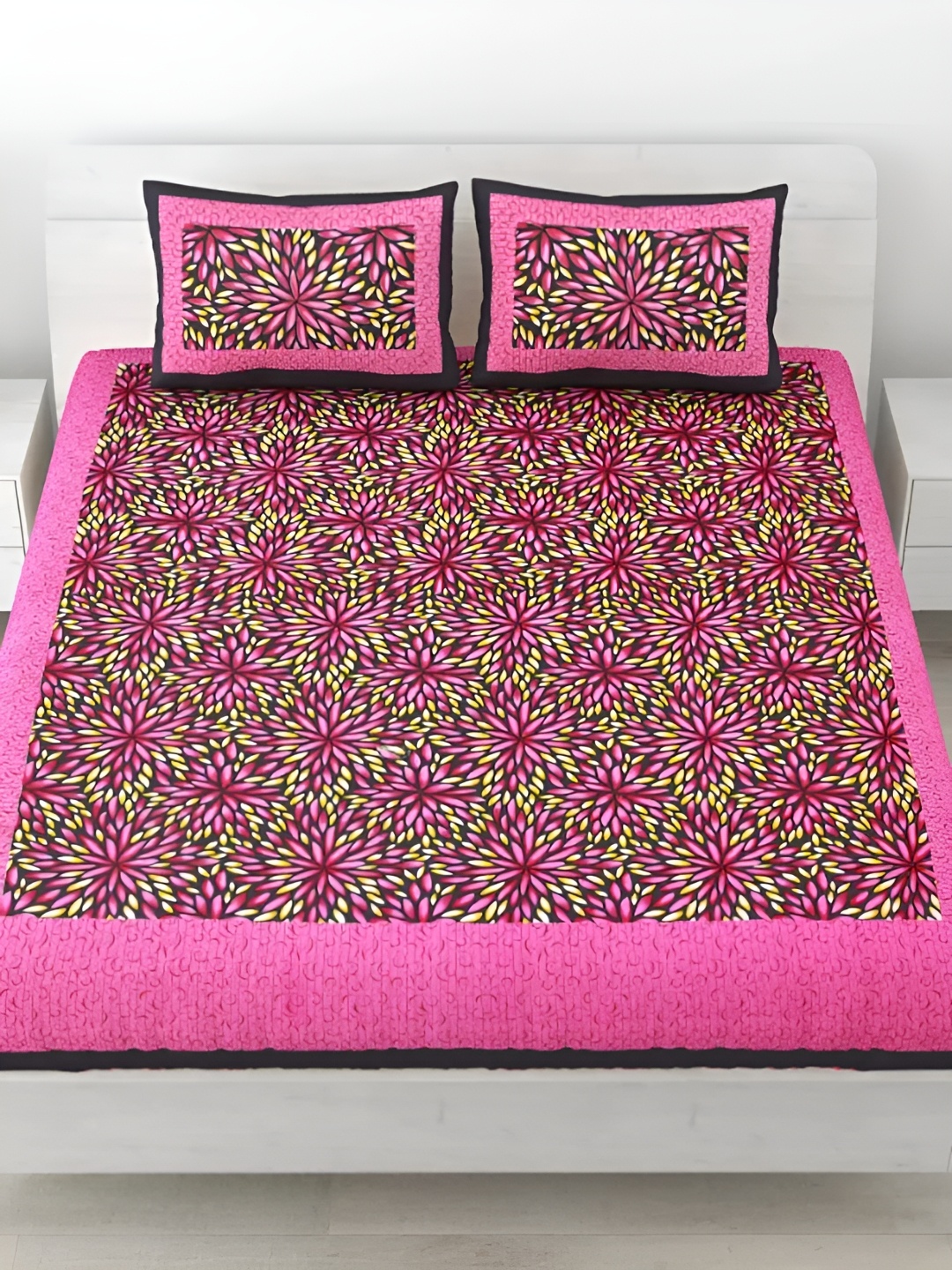 LIVING ROOTS Double Queen Size Jaipur Block Print Cotton Double Bedsheet & 2 Pillow Covers, Pink
LIVING ROOTS Double Queen Size Jaipur Block Print Cotton Double Bedsheet & 2 Pillow Covers, Pink