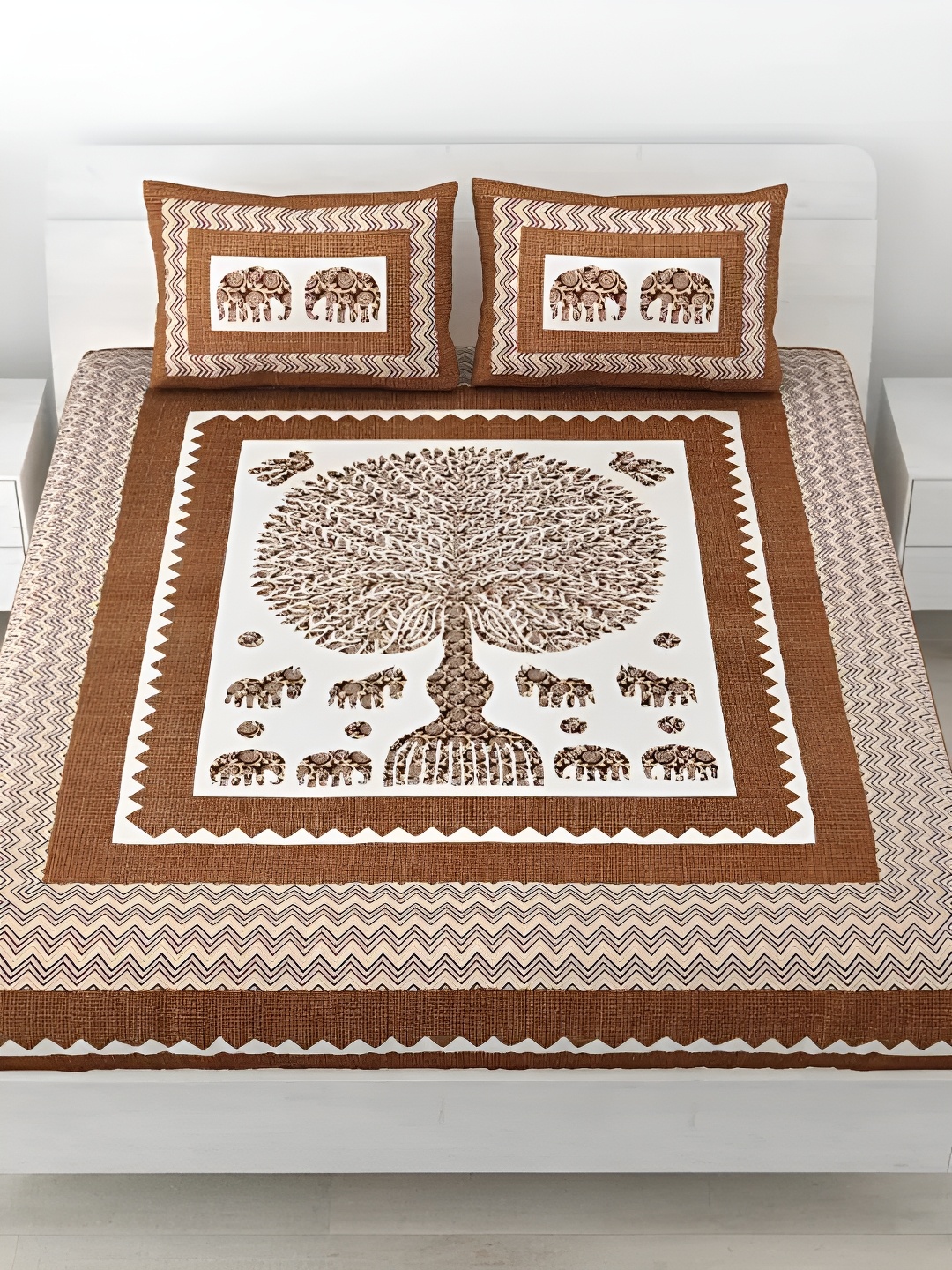LIVING ROOTS Double Queen Size Jaipur Block Print Cotton Double Bedsheet & 2 Pillow Covers, Beige
LIVING ROOTS Double Queen Size Jaipur Block Print Cotton Double Bedsheet & 2 Pillow Covers, Beige