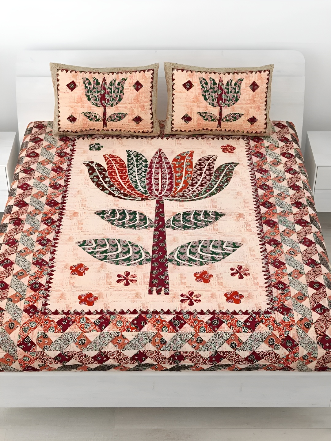 LIVING ROOTS Double Queen Size Jaipur Block Print Cotton Double Bedsheet & 2 Pillow Covers, Green
LIVING ROOTS Double Queen Size Jaipur Block Print Cotton Double Bedsheet & 2 Pillow Covers, Green