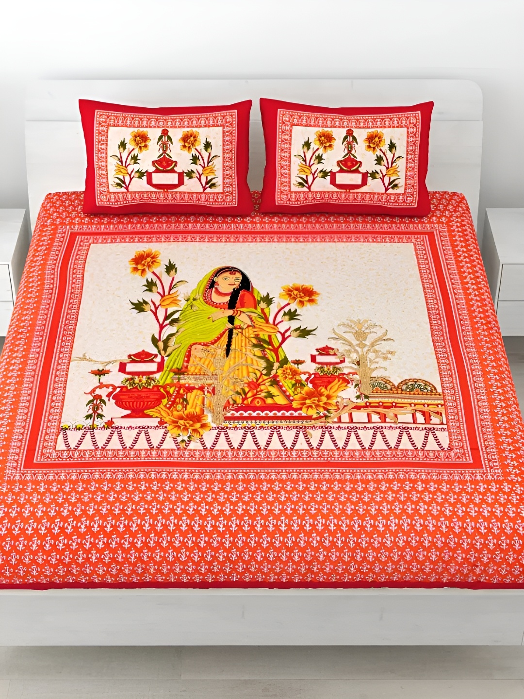 LIVING ROOTS Double Queen Size Jaipur Block Print Cotton Double Bedsheet & 2 Pillow Covers, Pink
LIVING ROOTS Double Queen Size Jaipur Block Print Cotton Double Bedsheet & 2 Pillow Covers, Pink
