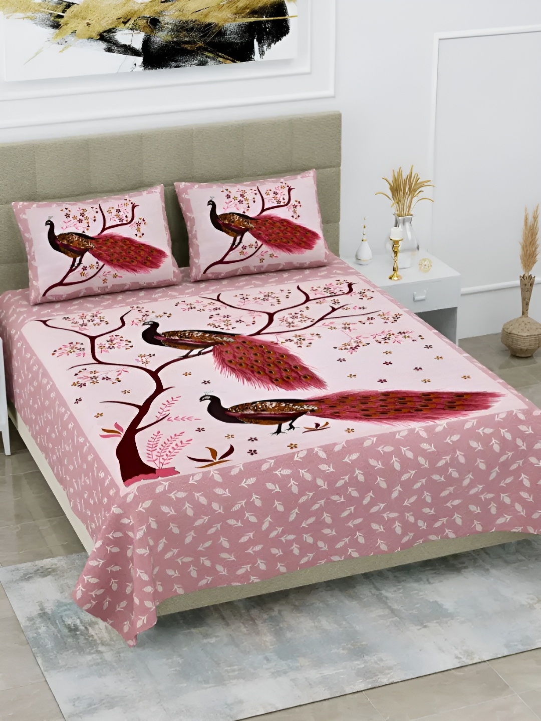 LIVING ROOTS Double Queen Size Jaipur Block Print Cotton Double Bedsheet & 2 Pillow Covers, Pink
LIVING ROOTS Double Queen Size Jaipur Block Print Cotton Double Bedsheet & 2 Pillow Covers, Pink