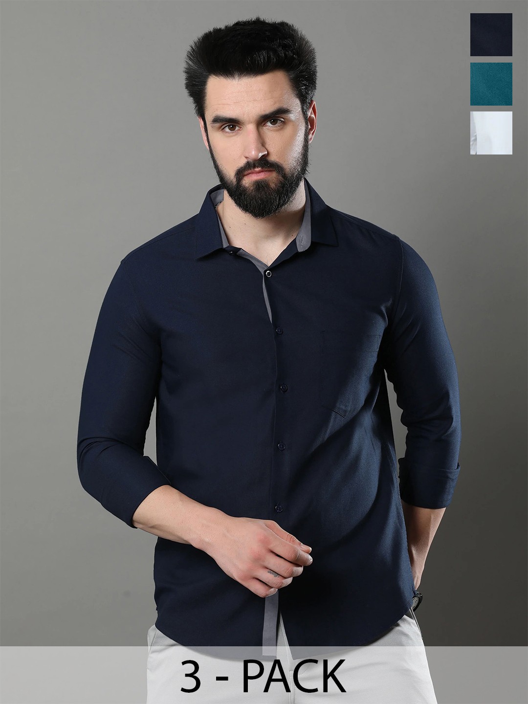 Ethnic basket Pack Of 3 Standard Spread Collar Long Sleeves Cotton Casual Shirt, Blue
Ethnic basket Pack Of 3 Standard Spread Collar Long Sleeves Cotton Casual Shirt, Blue