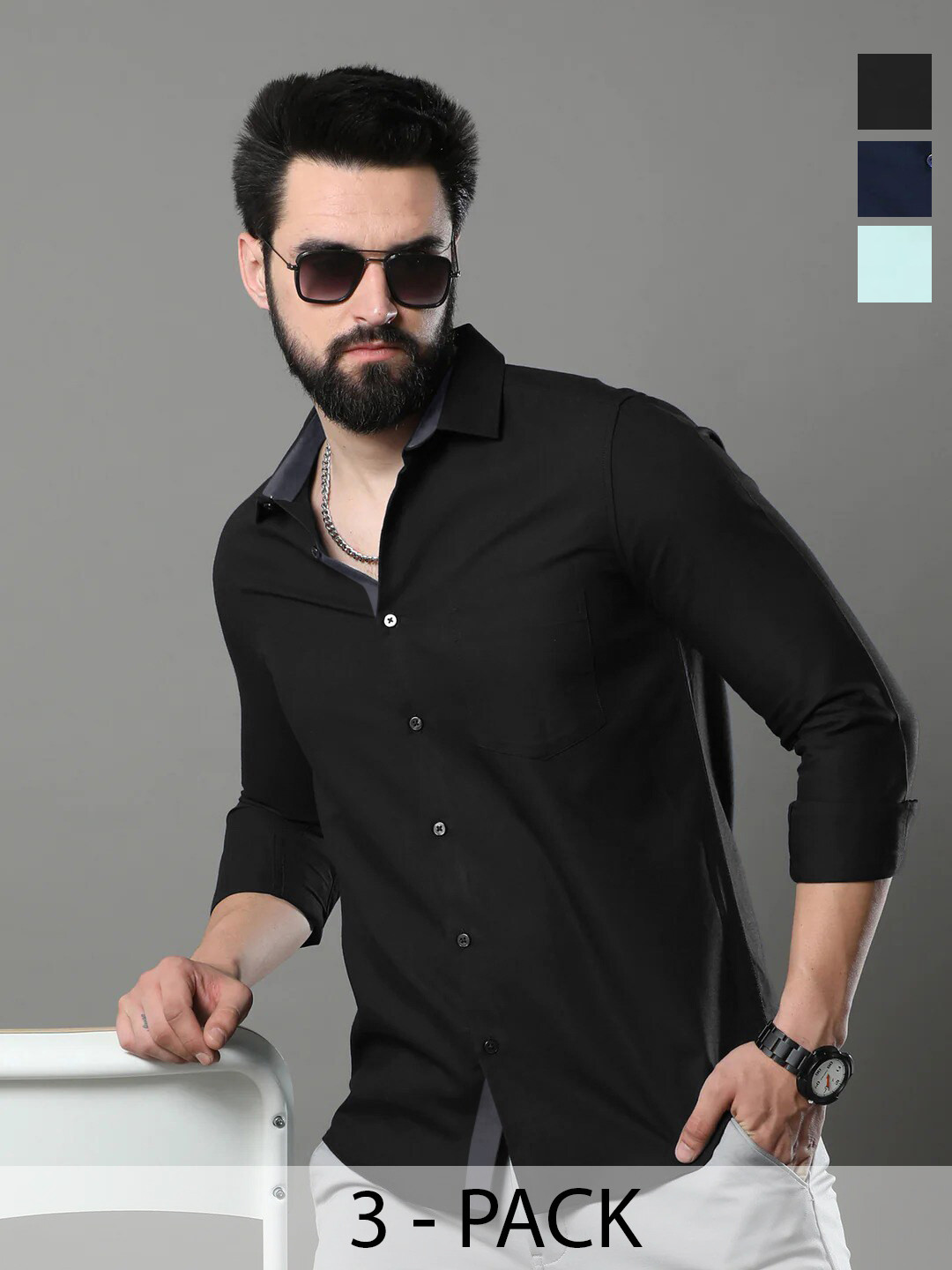 Ethnic basket Pack Of 3 Standard Spread Collar Long Sleeves Cotton Casual Shirt, Black
Ethnic basket Pack Of 3 Standard Spread Collar Long Sleeves Cotton Casual Shirt, Black