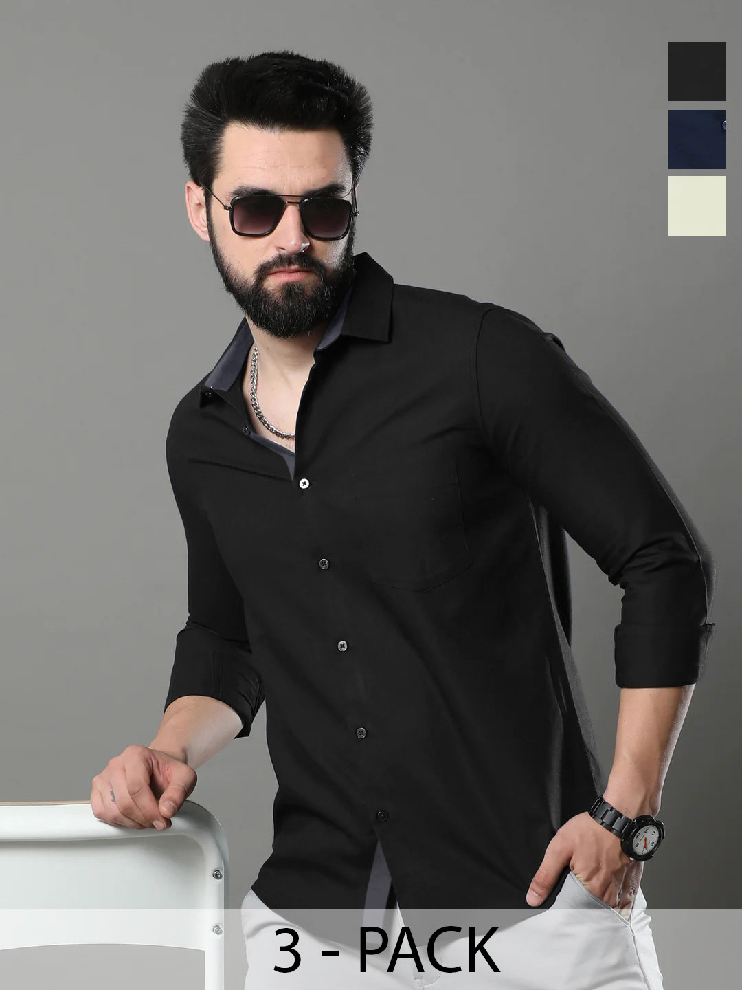 Ethnic basket Pack Of 3 Standard Spread Collar Long Sleeves Cotton Casual Shirt, Black
Ethnic basket Pack Of 3 Standard Spread Collar Long Sleeves Cotton Casual Shirt, Black
