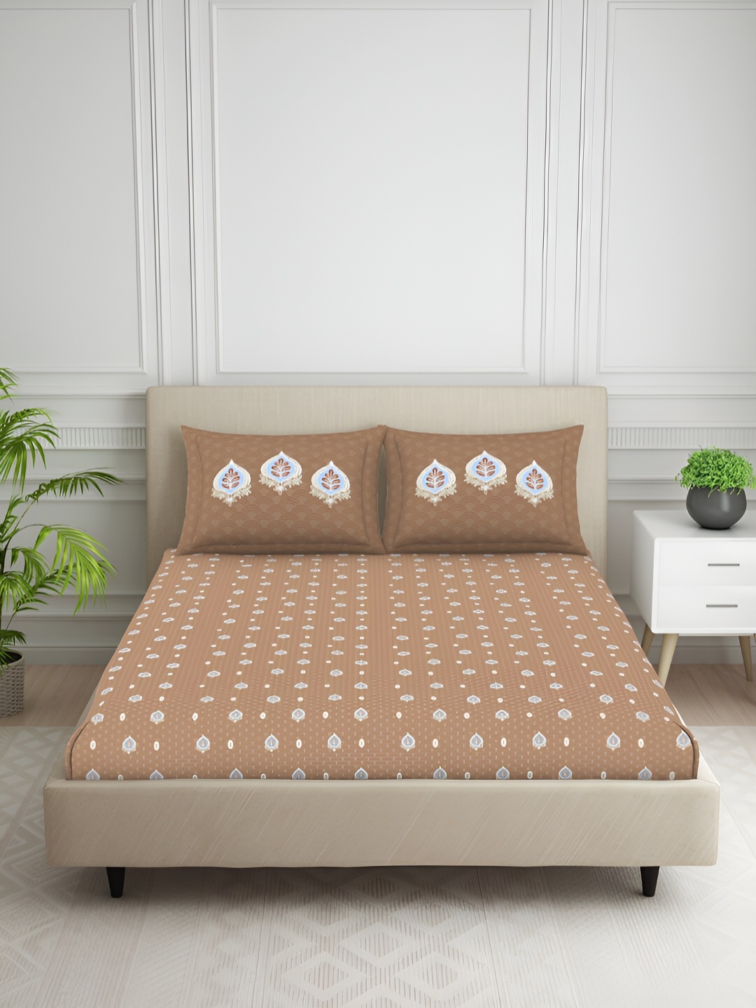 SPACES Orange & White Floral Printed Cotton 144 TC Queen Bedsheet With 2 Pillow Covers
SPACES Orange & White Floral Printed Cotton 144 TC Queen Bedsheet With 2 Pillow Covers