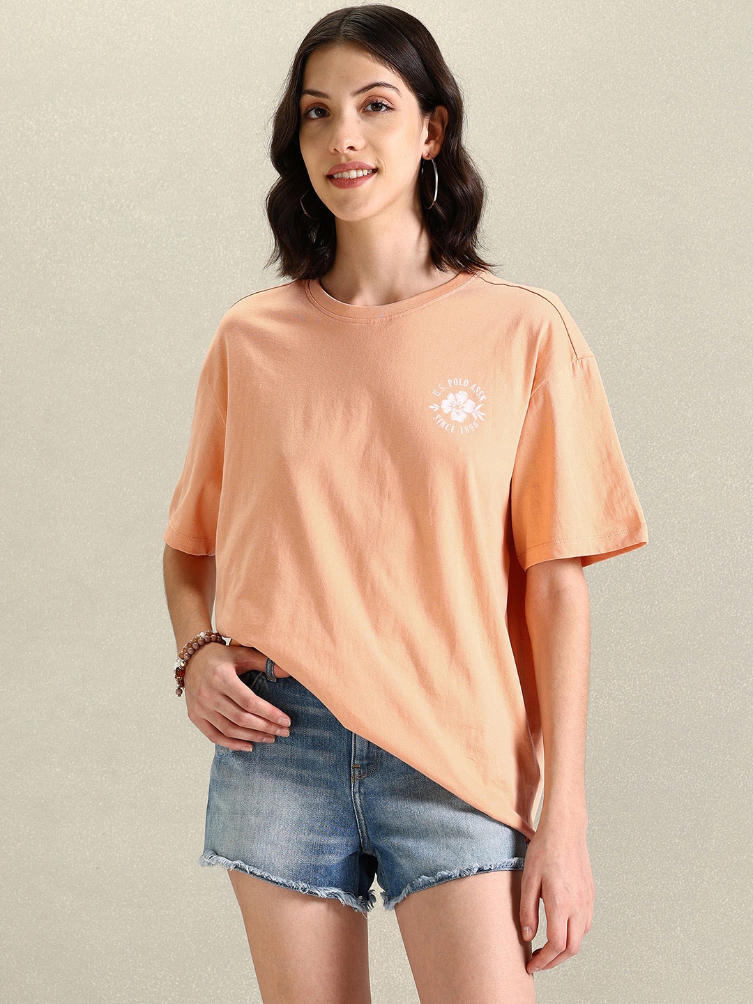 U.S. Polo Assn. Women Round Neck Drop-Shoulder Sleeves Cotton Oversized T-shirt, Orange
U.S. Polo Assn. Women Round Neck Drop-Shoulder Sleeves Cotton Oversized T-shirt, Orange