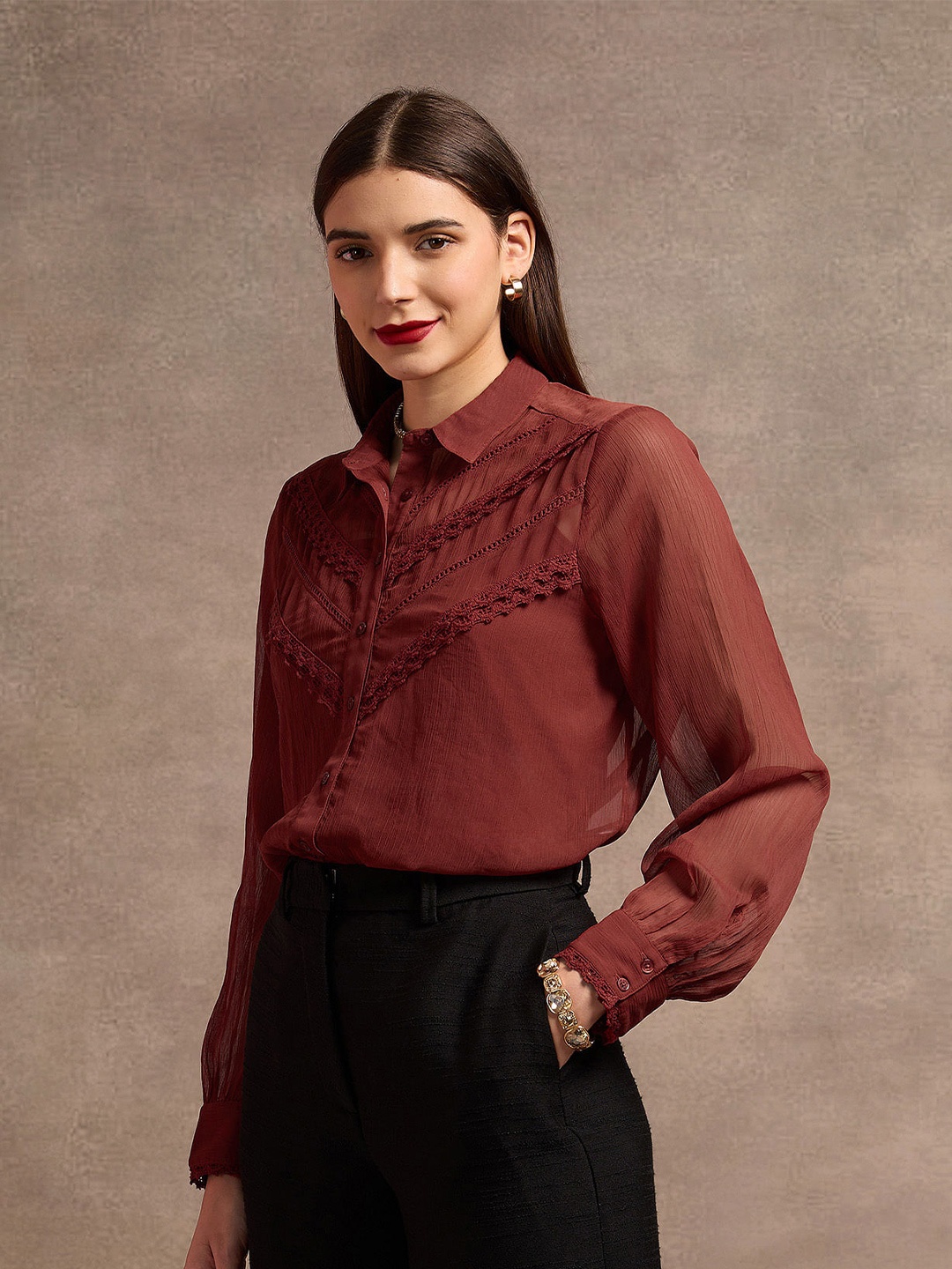 U.S. Polo Assn. Women Self Design Spread Collar Long Sleeves Regular Fit Casual Shirt, Red
U.S. Polo Assn. Women Self Design Spread Collar Long Sleeves Regular Fit Casual Shirt, Red