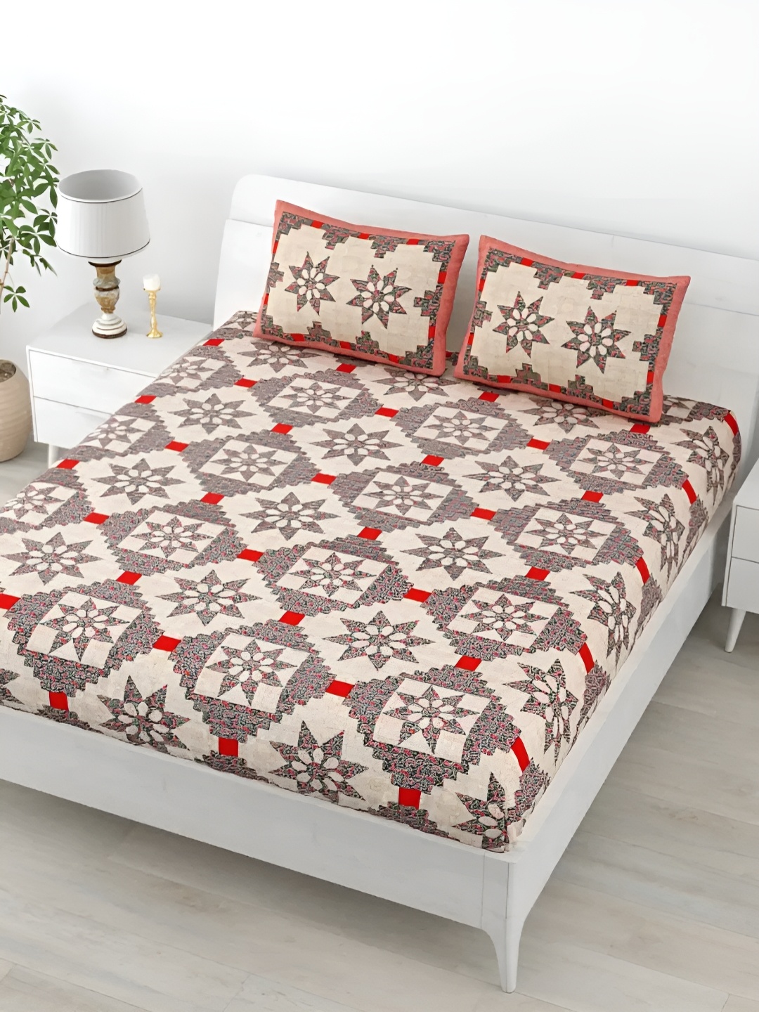LIVING ROOTS Double Queen Size Jaipur Block Print Cotton Double Bedsheet & 2 Pillow Covers, Grey
LIVING ROOTS Double Queen Size Jaipur Block Print Cotton Double Bedsheet & 2 Pillow Covers, Grey