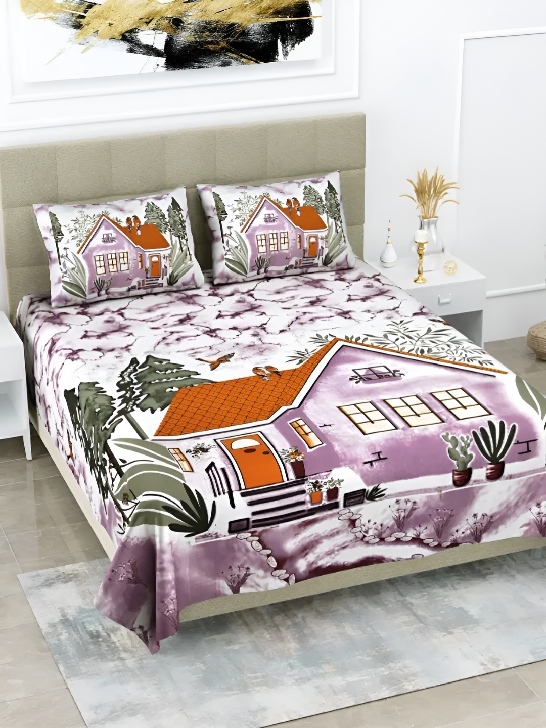 LIVING ROOTS Double Queen Size Jaipur Block Print Cotton Double Bedsheet & 2 Pillow Covers, Purple
LIVING ROOTS Double Queen Size Jaipur Block Print Cotton Double Bedsheet & 2 Pillow Covers, Purple