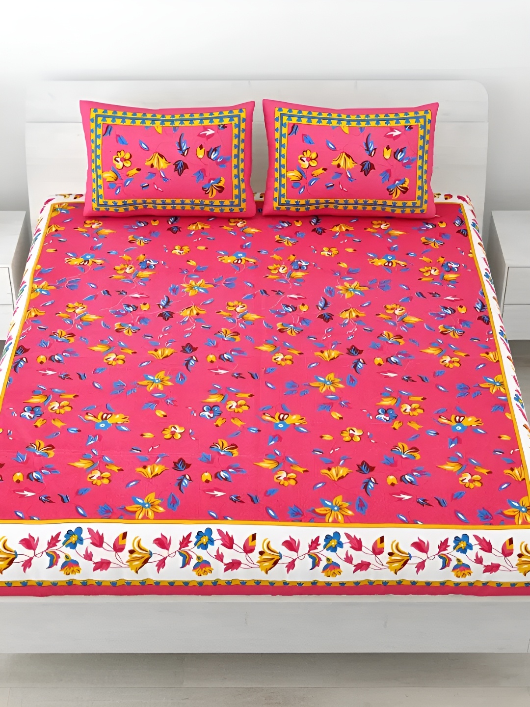 LIVING ROOTS Double Queen Size Jaipur Block Print Cotton Double Bedsheet & 2 Pillow Covers, Pink
LIVING ROOTS Double Queen Size Jaipur Block Print Cotton Double Bedsheet & 2 Pillow Covers, Pink