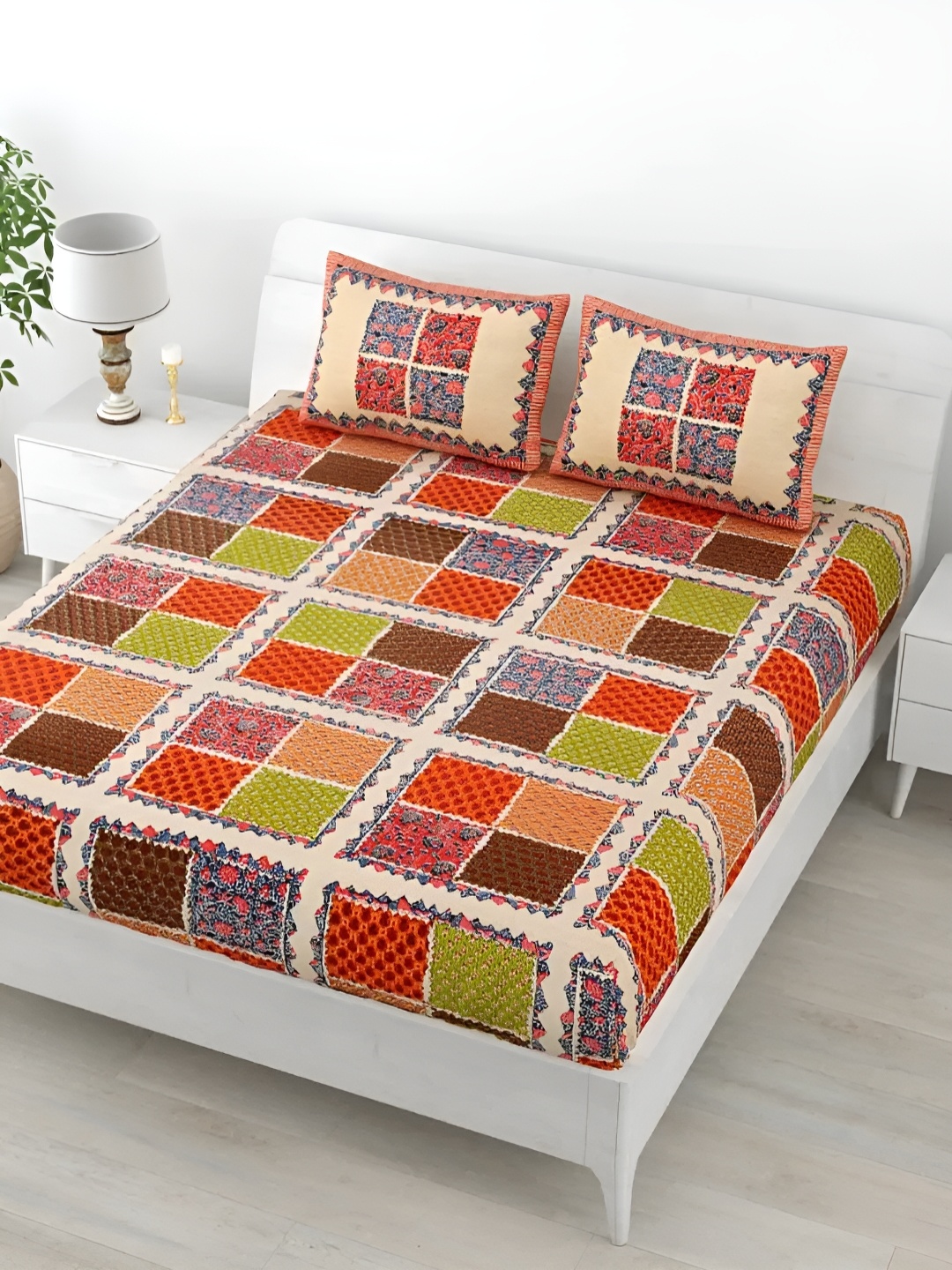 LIVING ROOTS Double Queen Size Jaipur Block Print Cotton Double Bedsheet & 2 Pillow Covers, Orange
LIVING ROOTS Double Queen Size Jaipur Block Print Cotton Double Bedsheet & 2 Pillow Covers, Orange