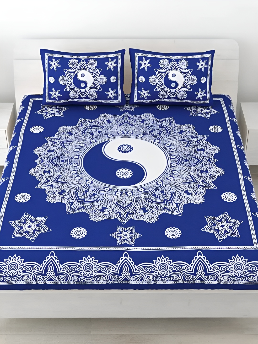 LIVING ROOTS Double Queen Size Jaipur Block Print Cotton Double Bedsheet & 2 Pillow Covers, Blue
LIVING ROOTS Double Queen Size Jaipur Block Print Cotton Double Bedsheet & 2 Pillow Covers, Blue