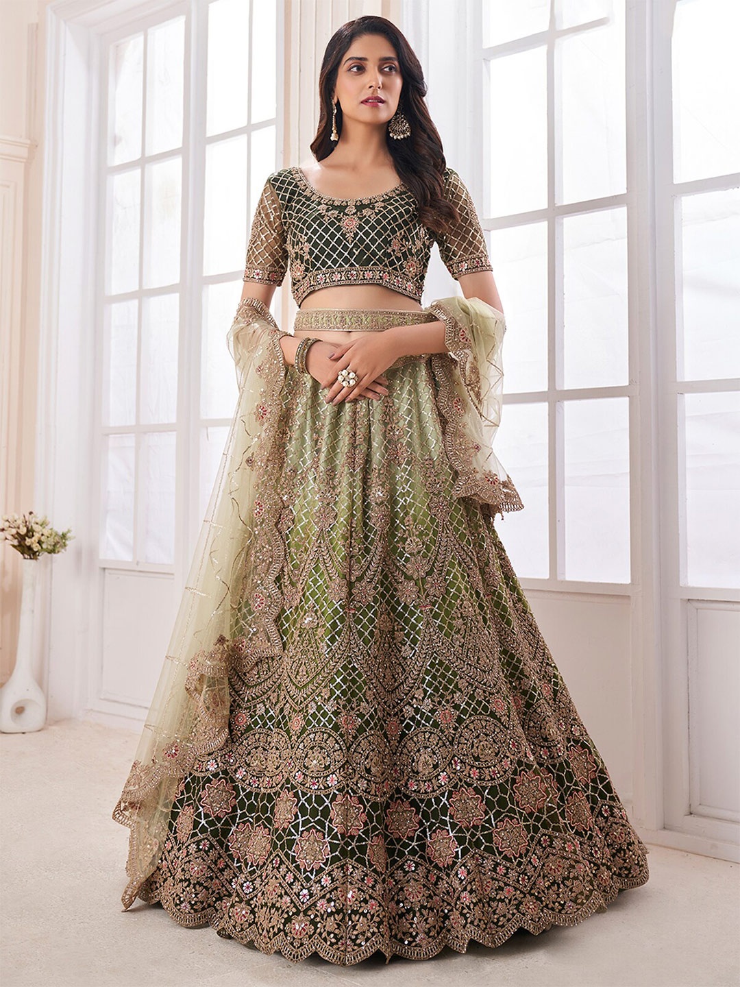 ODETTE Embellished Semi-Stitched Lehenga & Unstitched Blouse With Dupatta, Green
ODETTE Embellished Semi-Stitched Lehenga & Unstitched Blouse With Dupatta, Green