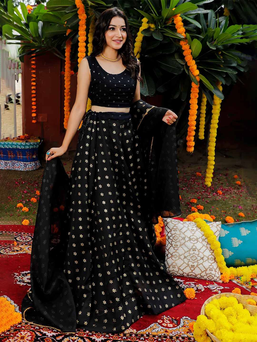 Jaipur Folk Embroidered Print Ready To Wear Lehenga & Unstitched Blouse With Dupatta, Black
Jaipur Folk Embroidered Print Ready To Wear Lehenga & Unstitched Blouse With Dupatta, Black