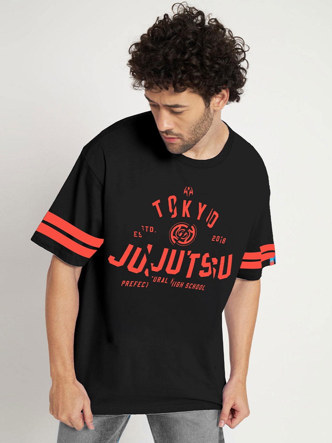 COMICSENSE Jujutsu Kaisen Anime Printed Cotton Bio Finish Oversized Applique T-shirt, Black
COMICSENSE Jujutsu Kaisen Anime Printed Cotton Bio Finish Oversized Applique T-shirt, Black