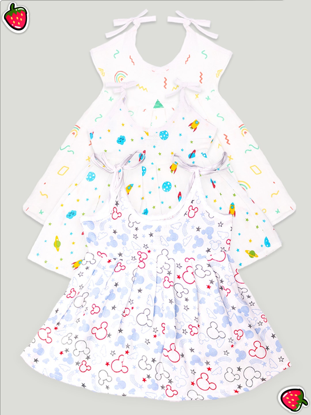 Kidbea Infant Girls Pack Of 3 Conversational Printed Round Neck Cotton Fit & Flare Dress, White
Kidbea Infant Girls Pack Of 3 Conversational Printed Round Neck Cotton Fit & Flare Dress, White