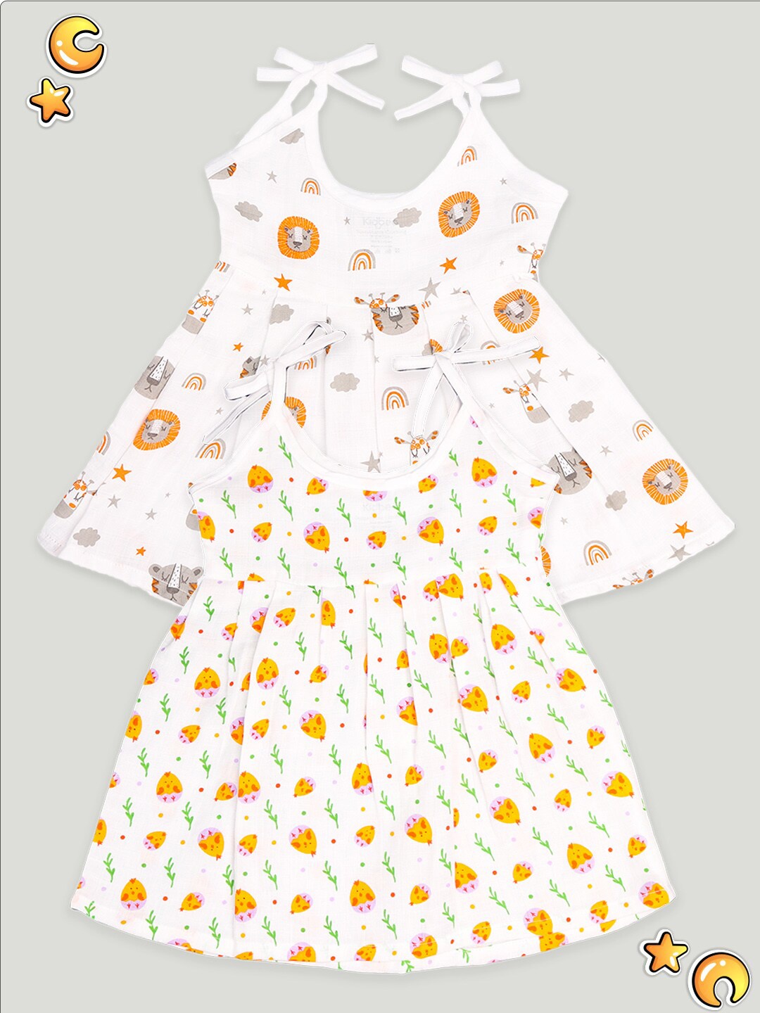 Kidbea Infant Girls Pack Of 2 Conversational Printed Round Neck Cotton Fit & Flare Dress, White
Kidbea Infant Girls Pack Of 2 Conversational Printed Round Neck Cotton Fit & Flare Dress, White