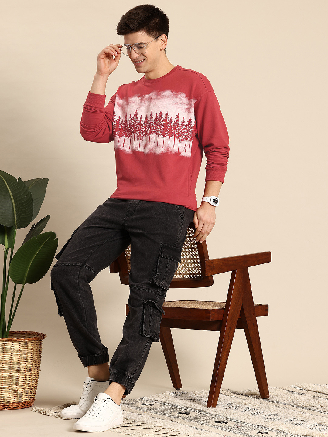 Mast & Harbour Printed Round Neck Sweatshirt, Coral
Mast & Harbour Printed Round Neck Sweatshirt, Coral