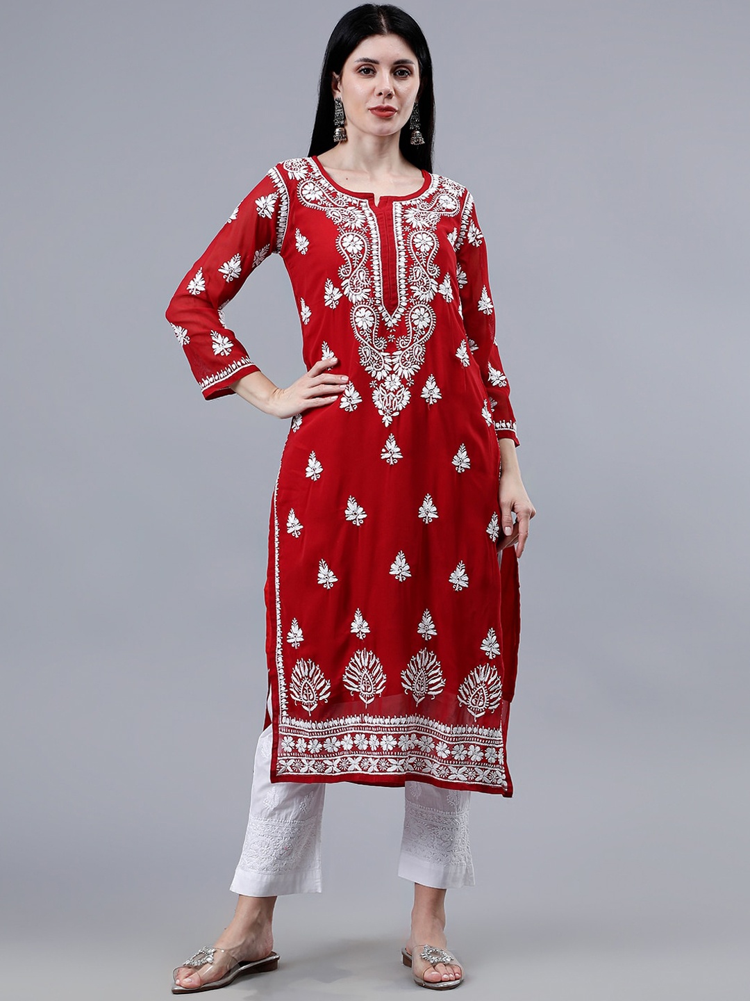 Seva Chikan Ethnic Motifs Embroidered Embroidered Georgette Lucknowi Chikankari Kurta, Maroon
Seva Chikan Ethnic Motifs Embroidered Embroidered Georgette Lucknowi Chikankari Kurta, Maroon