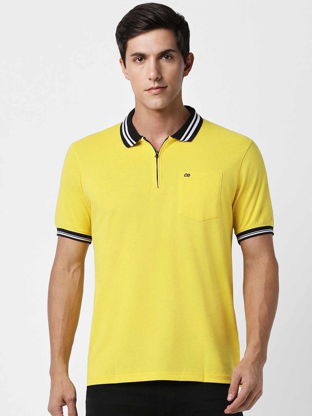 Peter England Casuals Polo Collar Slim Fit T-shirt, Yellow