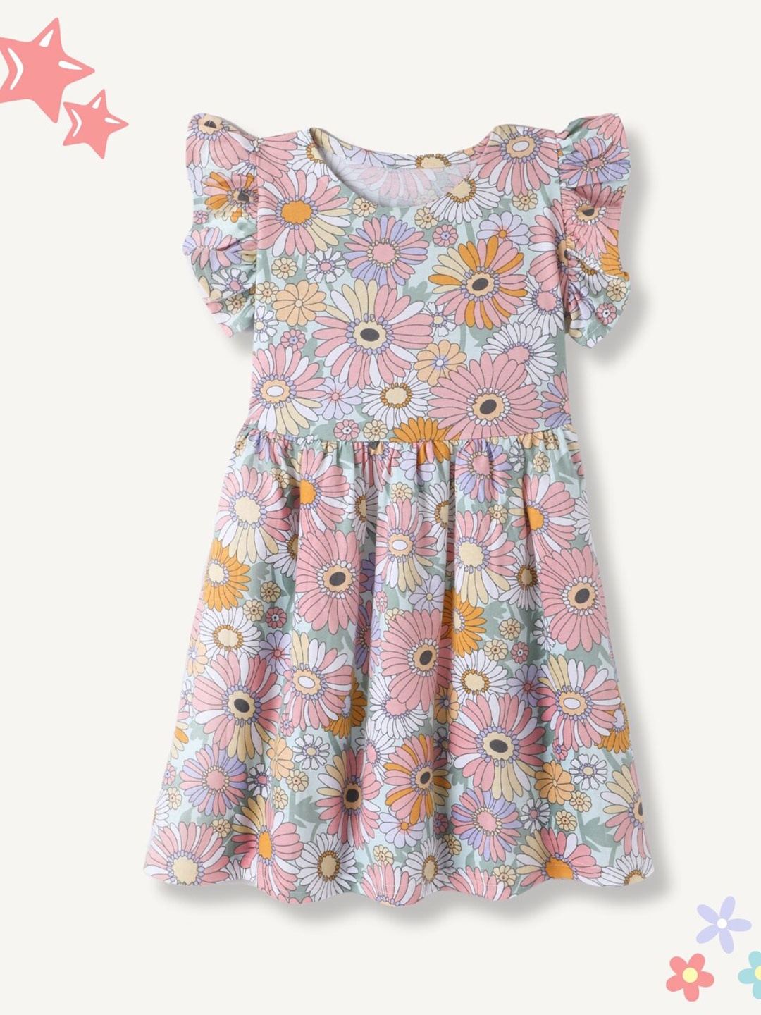 FUNKRAFTS Girls Floral Print Flutter Sleeves Gathered Or Pleated Cotton Fit & Flare Dress, Pink
FUNKRAFTS Girls Floral Print Flutter Sleeves Gathered Or Pleated Cotton Fit & Flare Dress, Pink