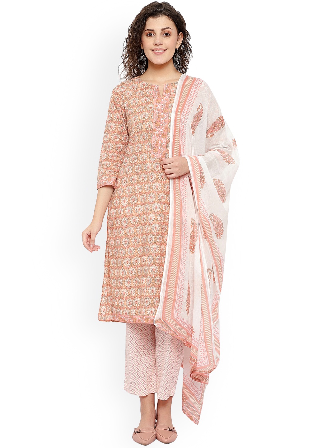 Alakh Creation Floral Printed Regular Pure Cotton Kurta With Palazzos & Dupatta, Cream
Alakh Creation Floral Printed Regular Pure Cotton Kurta With Palazzos & Dupatta, Cream