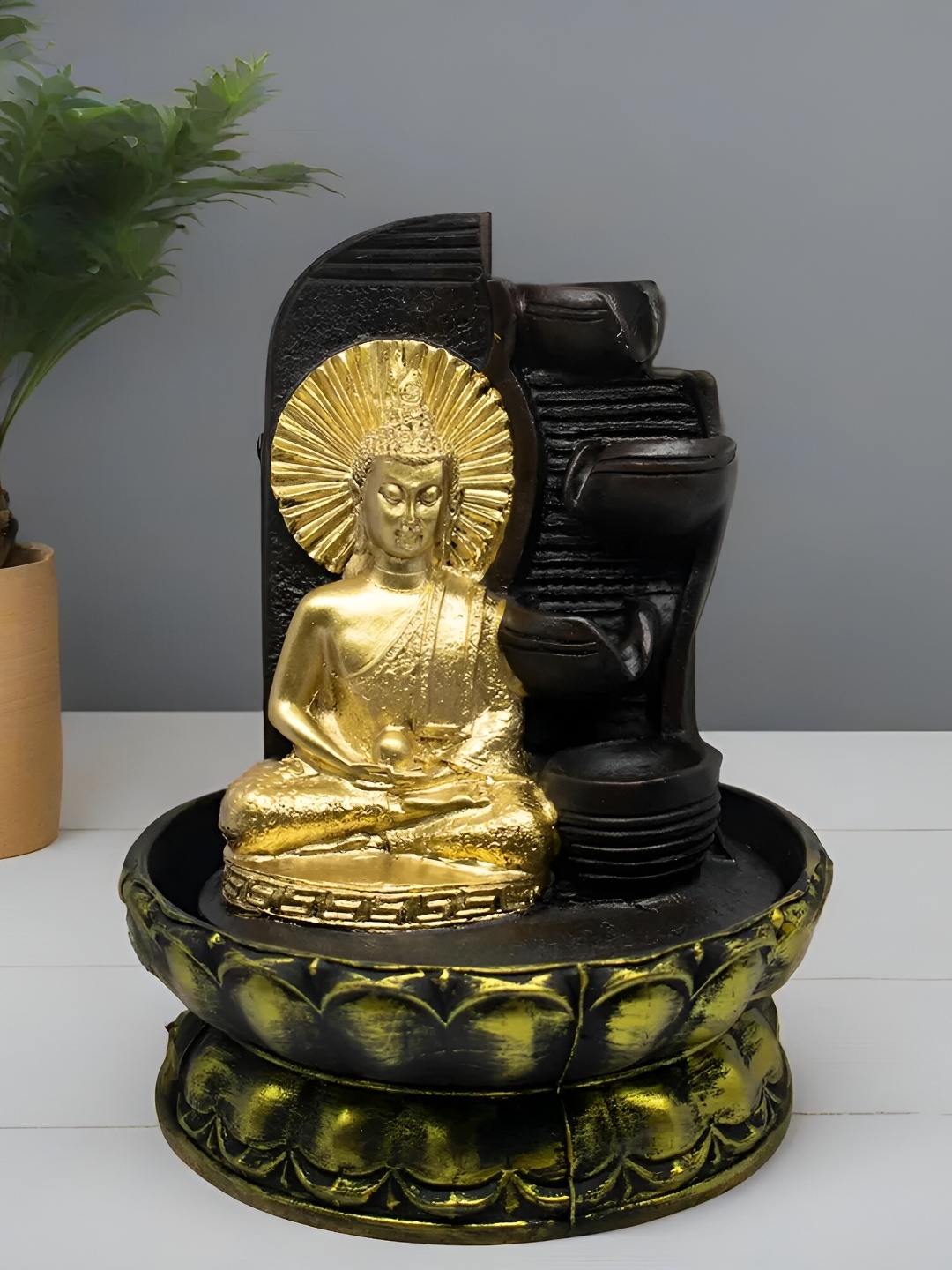 VIVARS CRAFT Yellow & Black Polyresin Buddha Indoor Fountain with LED Light 4-Tier, Gold
VIVARS CRAFT Yellow & Black Polyresin Buddha Indoor Fountain with LED Light 4-Tier, Gold
