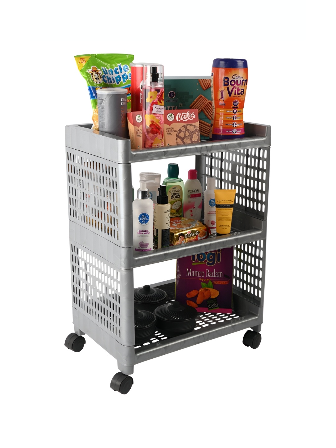 Kuber Industries Grey Multipurpose 3-Shelf Storage Revolving Kitchen Trolley With Wheels
Kuber Industries Grey Multipurpose 3-Shelf Storage Revolving Kitchen Trolley With Wheels