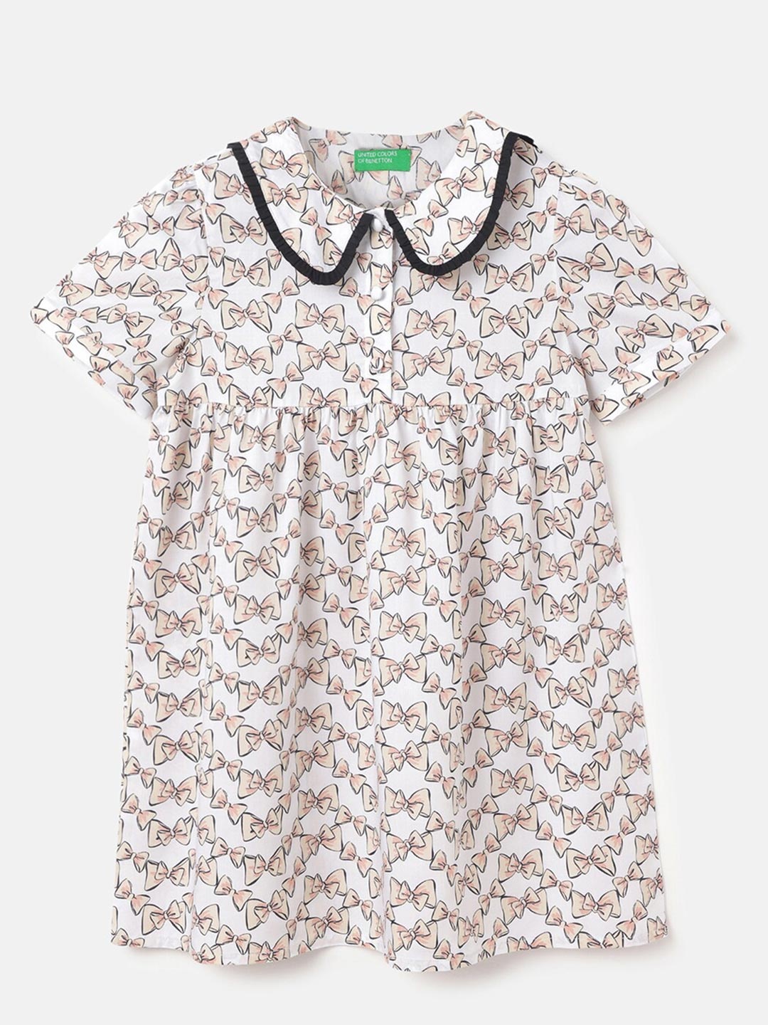 United Colors of Benetton Girls Printed Gathered Peter Pan Collar A-Line Dress, White
United Colors of Benetton Girls Printed Gathered Peter Pan Collar A-Line Dress, White