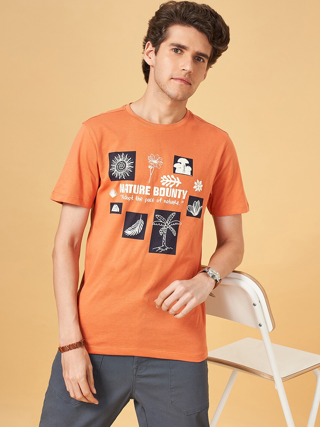 Urban Ranger by pantaloons Printed Slim Fit Short Sleeves Round Neck Cotton T-shirt, Peach
Urban Ranger by pantaloons Printed Slim Fit Short Sleeves Round Neck Cotton T-shirt, Peach