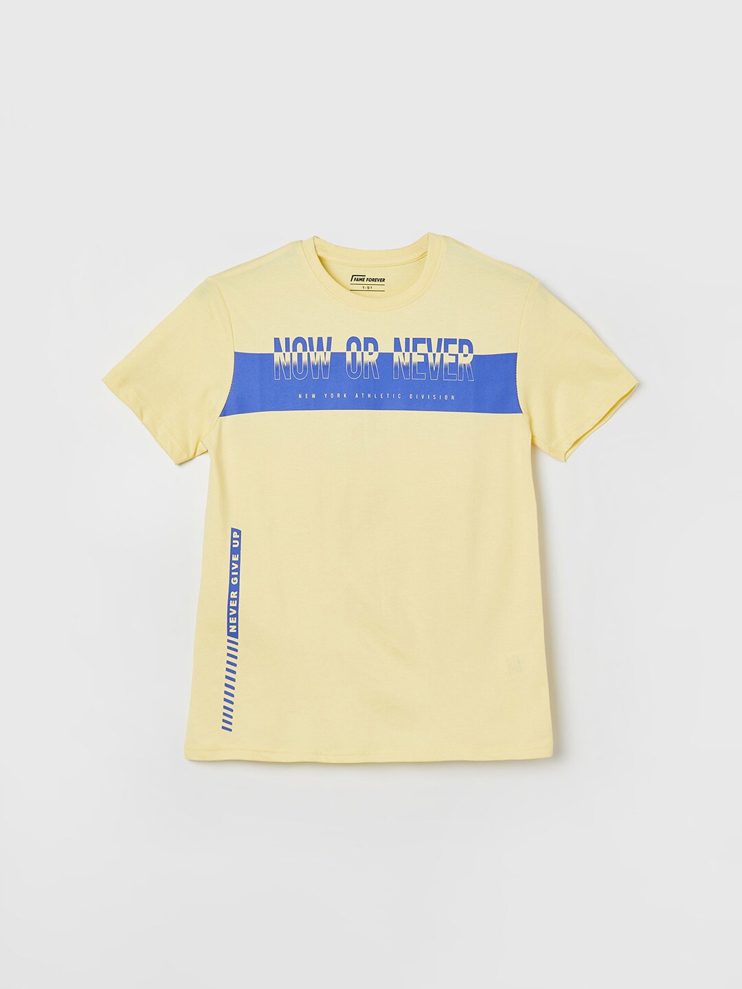 Fame Forever by Lifestyle Boys Typography Printed Cotton T-shirt, Yellow
Fame Forever by Lifestyle Boys Typography Printed Cotton T-shirt, Yellow