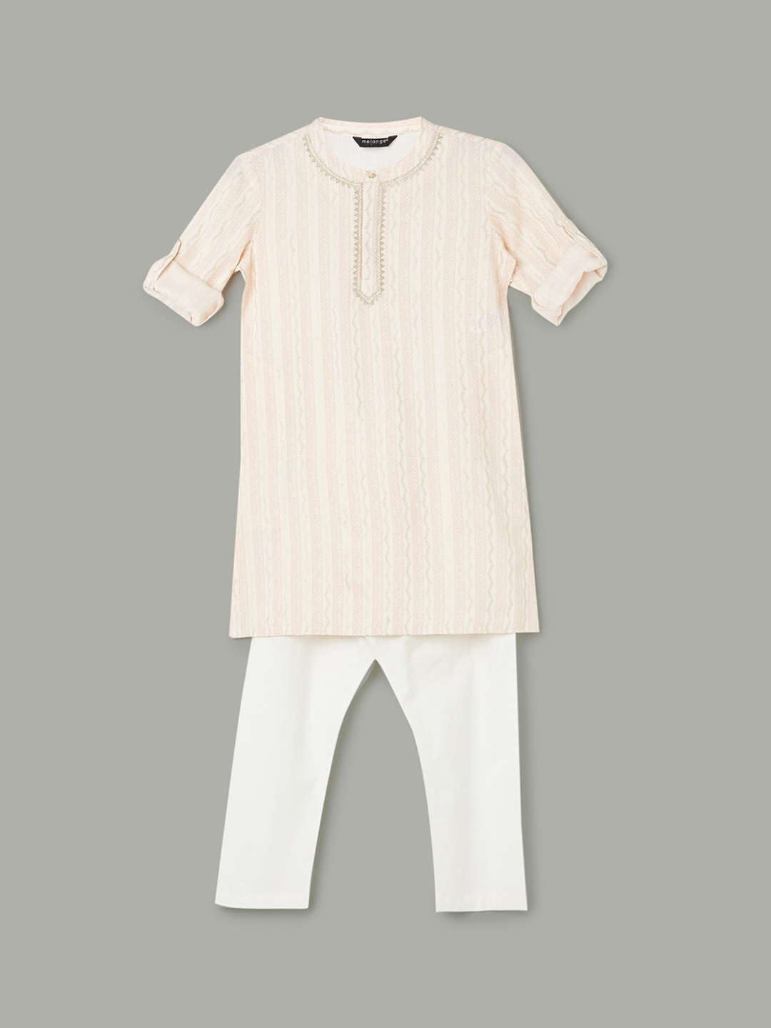 Melange by Lifestyle Boys Striped Regular Thread Work Pure Cotton Kurta With Pyjama, Cream
Melange by Lifestyle Boys Striped Regular Thread Work Pure Cotton Kurta With Pyjama, Cream