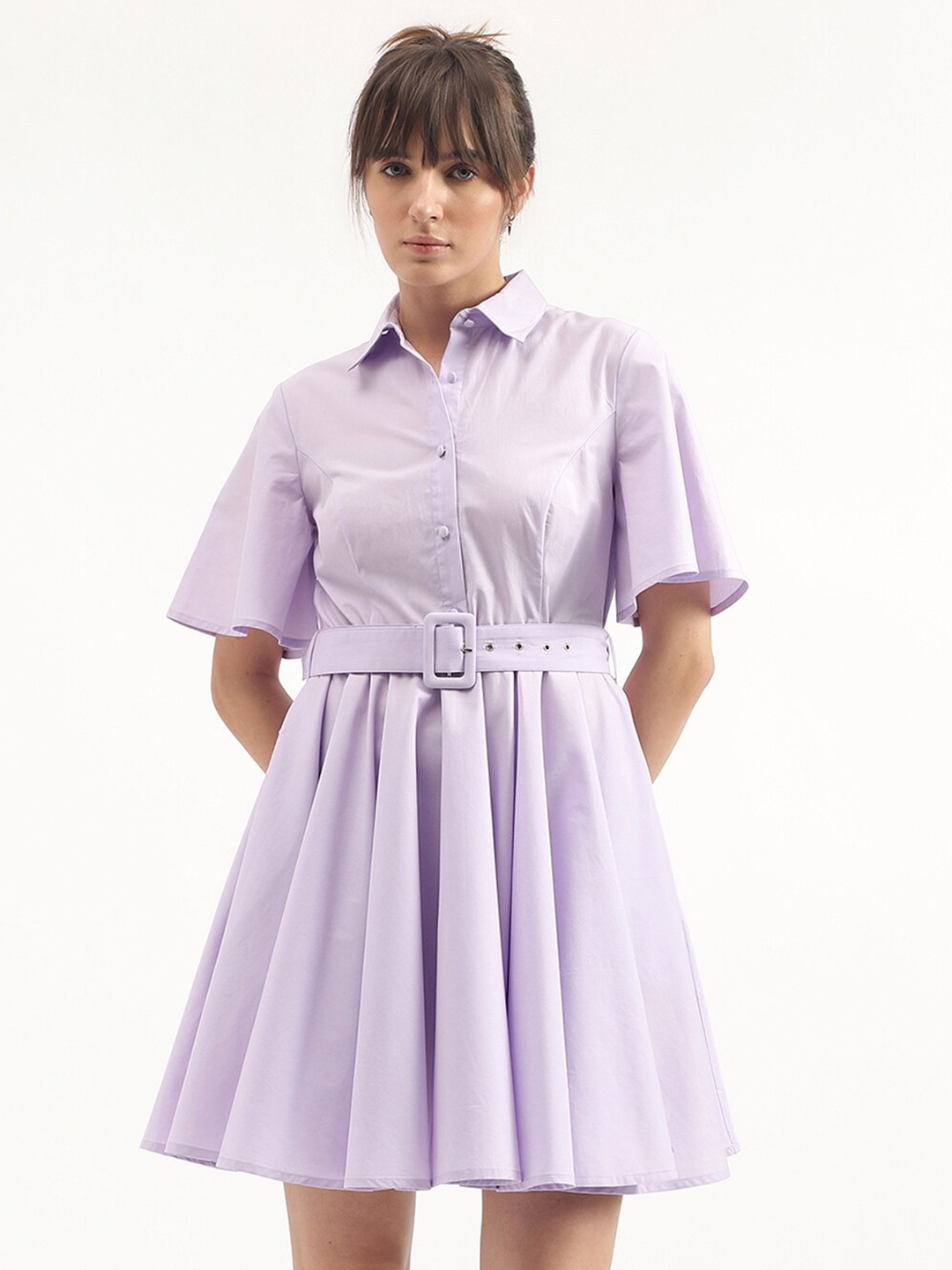 United Colors of Benetton Shirt Collar Flared Sleeve Belted Cotton Fit & Flare Dress, Purple
United Colors of Benetton Shirt Collar Flared Sleeve Belted Cotton Fit & Flare Dress, Purple