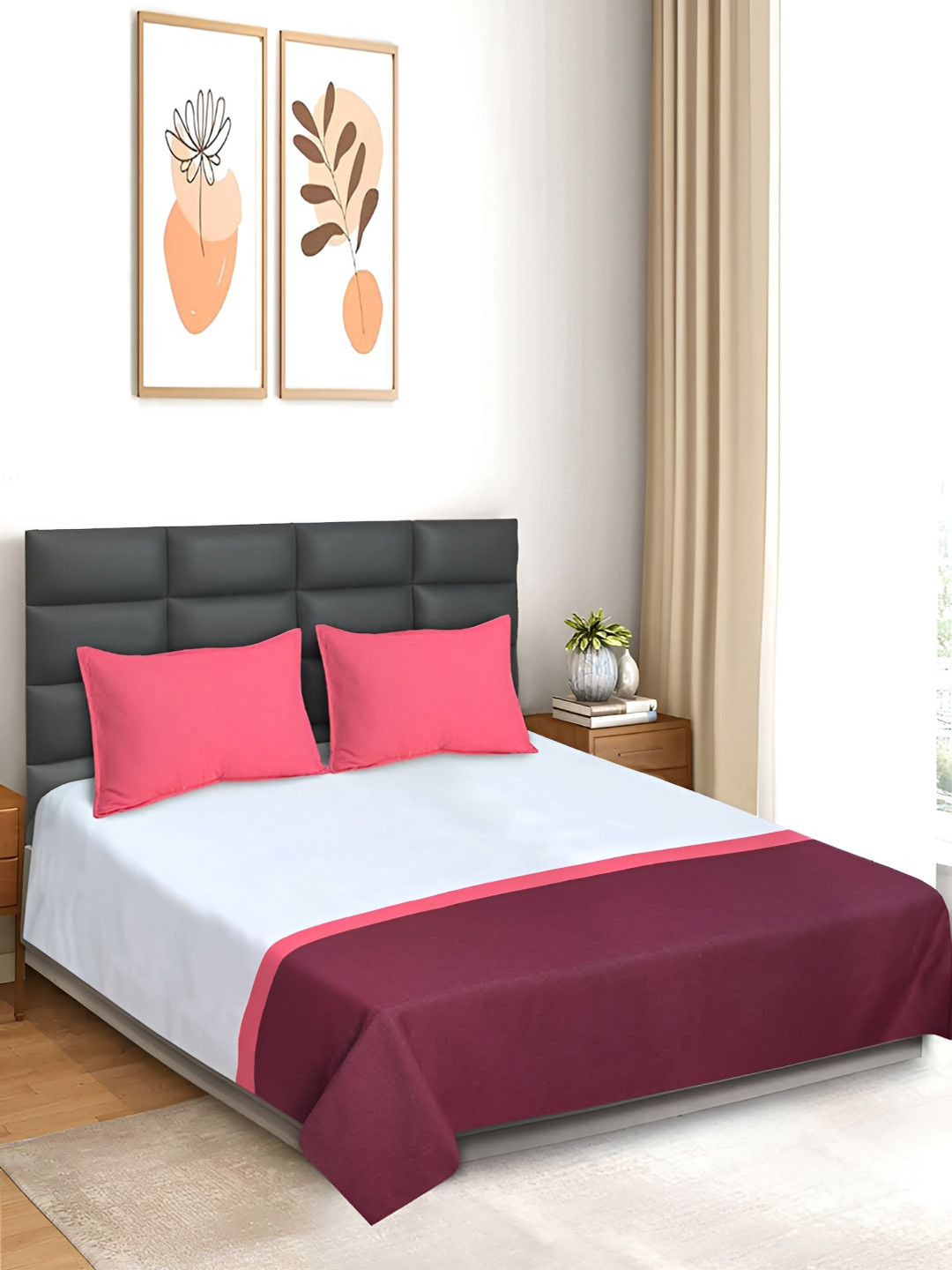Saral Home Maroon & Pink Striped Cotton 210 TC Queen Bedsheet with 2 Pillow Covers
Saral Home Maroon & Pink Striped Cotton 210 TC Queen Bedsheet with 2 Pillow Covers