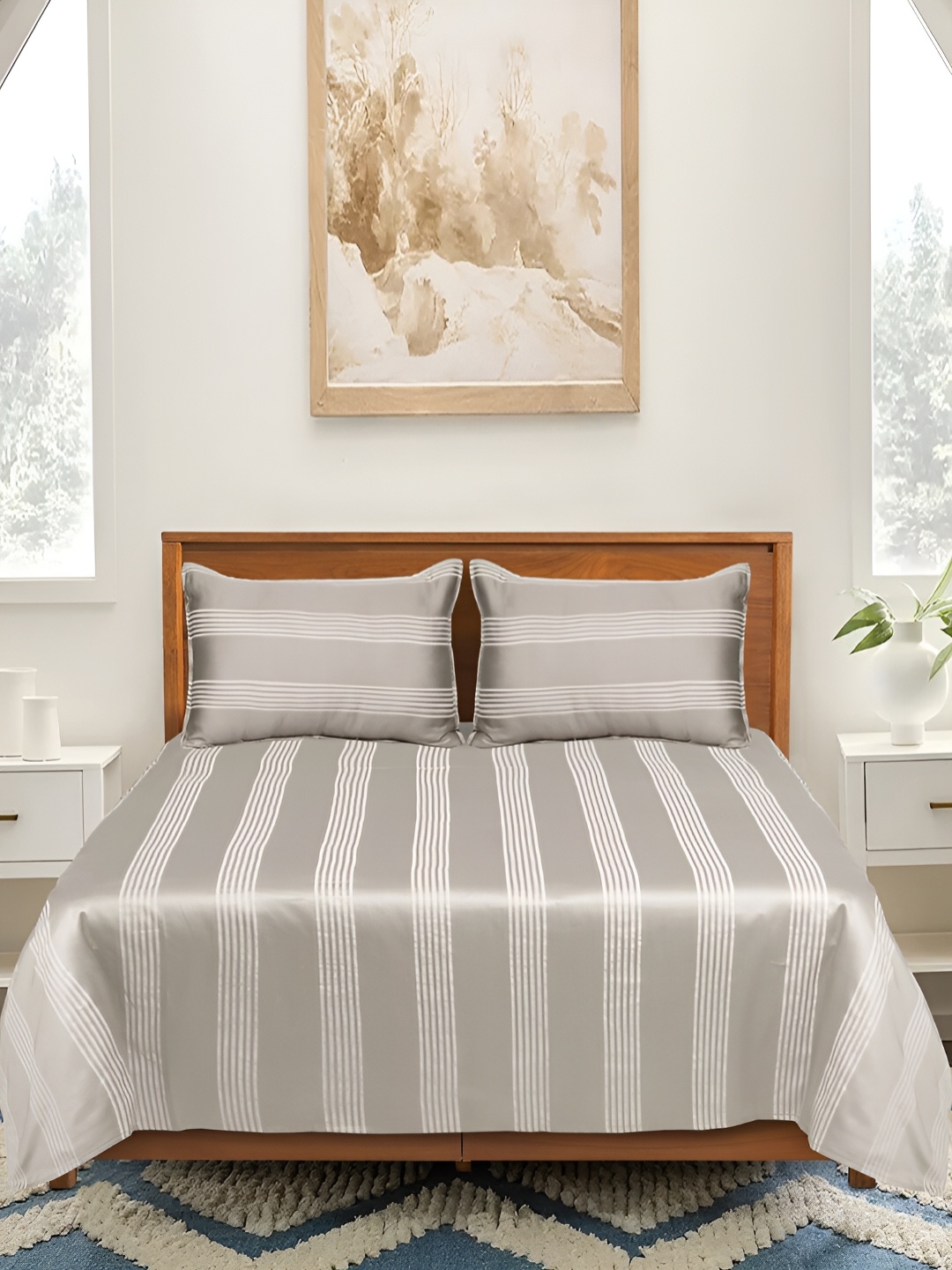 Saral Home Beige & White Striped 300TC Pure Cotton King Bedsheet with 2 Pillow Covers
Saral Home Beige & White Striped 300TC Pure Cotton King Bedsheet with 2 Pillow Covers