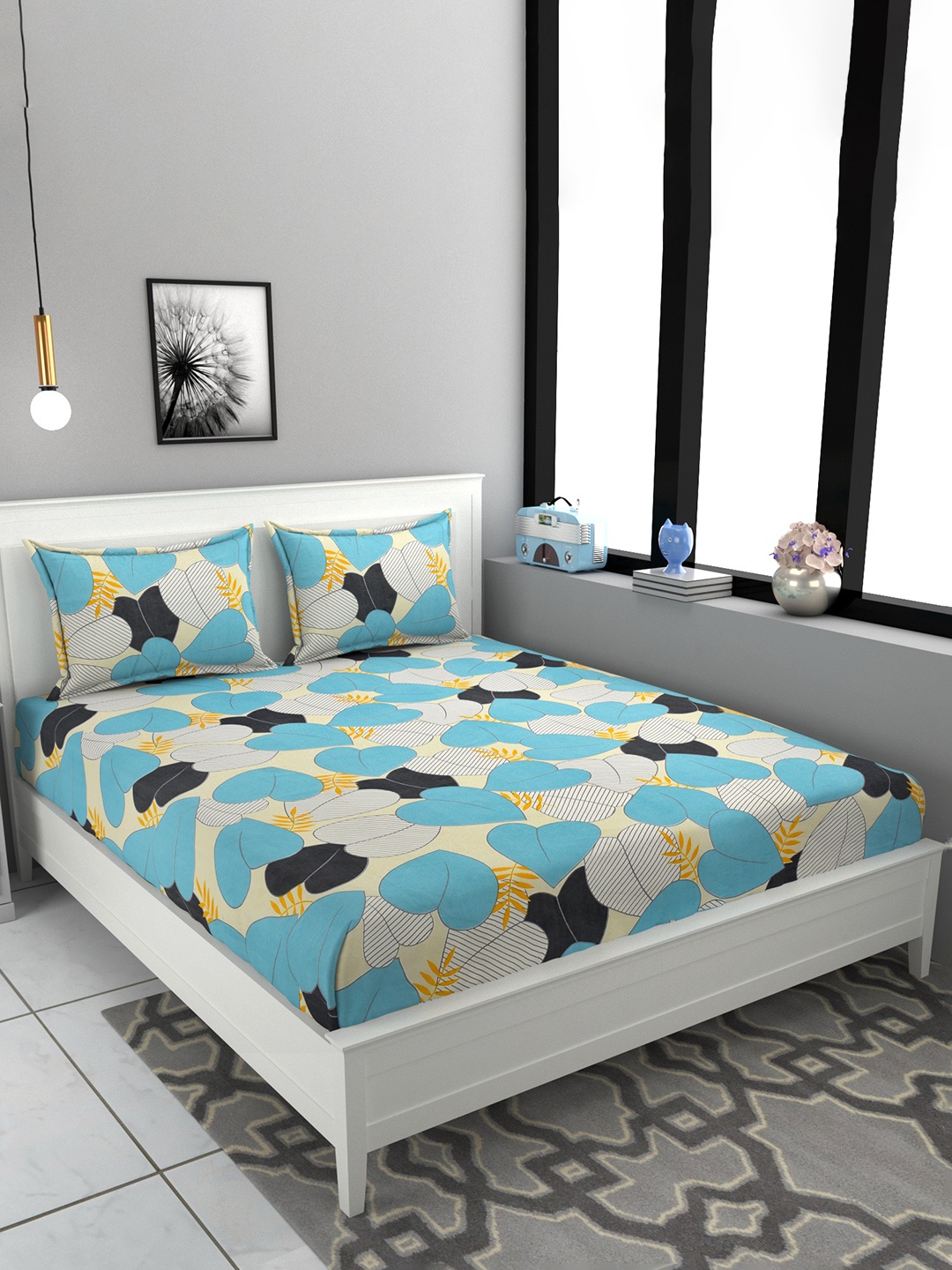 FINE TEX WORLD Green & Blue Floral 180 TC Microfiber Queen Bedsheet With 2 Pillow Covers
FINE TEX WORLD Green & Blue Floral 180 TC Microfiber Queen Bedsheet With 2 Pillow Covers