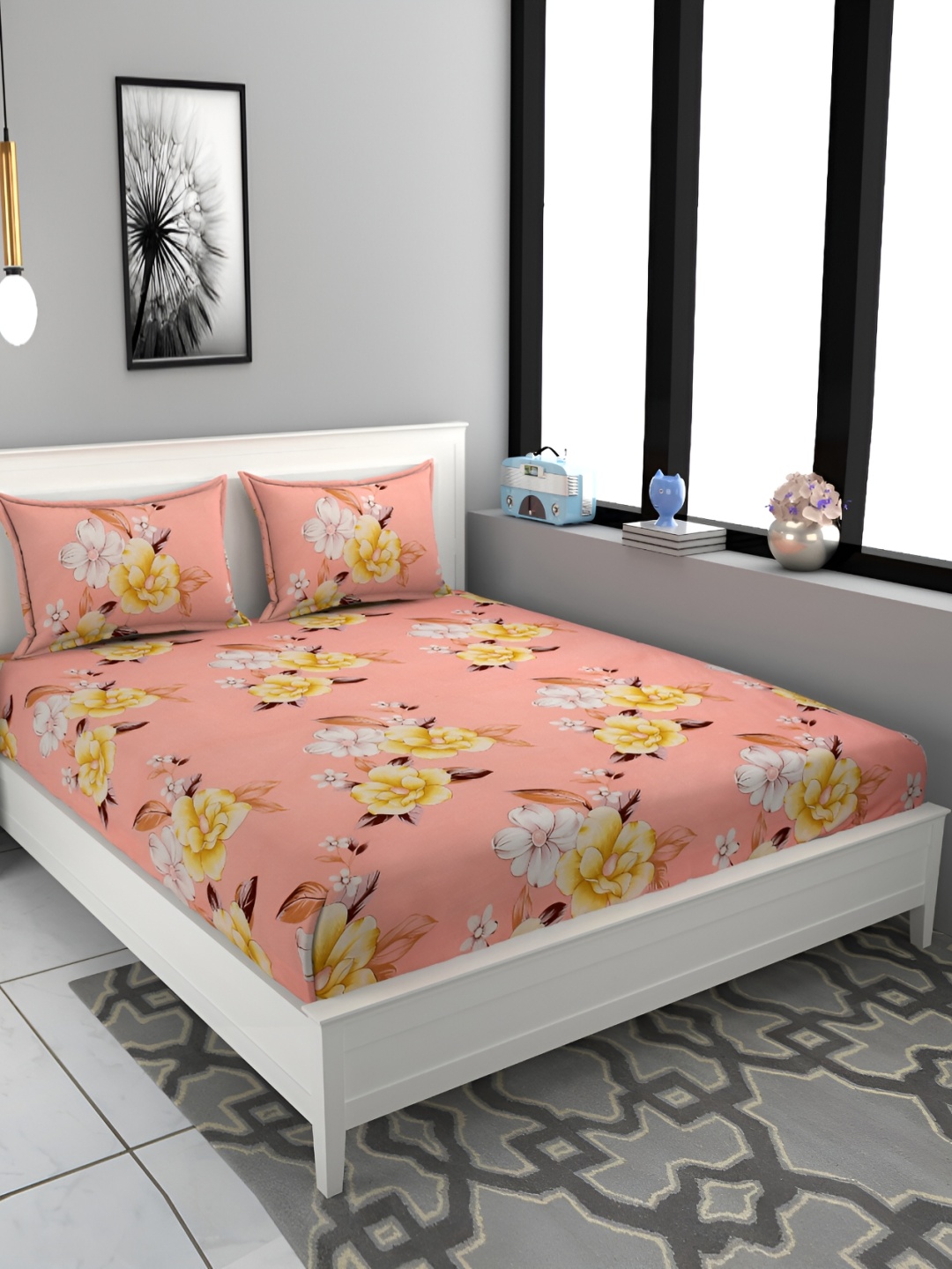 FINE TEX WORLD Pink & Mustard Floral Printed 180 TC Queen Bedsheet with 2 Pillow Covers
FINE TEX WORLD Pink & Mustard Floral Printed 180 TC Queen Bedsheet with 2 Pillow Covers