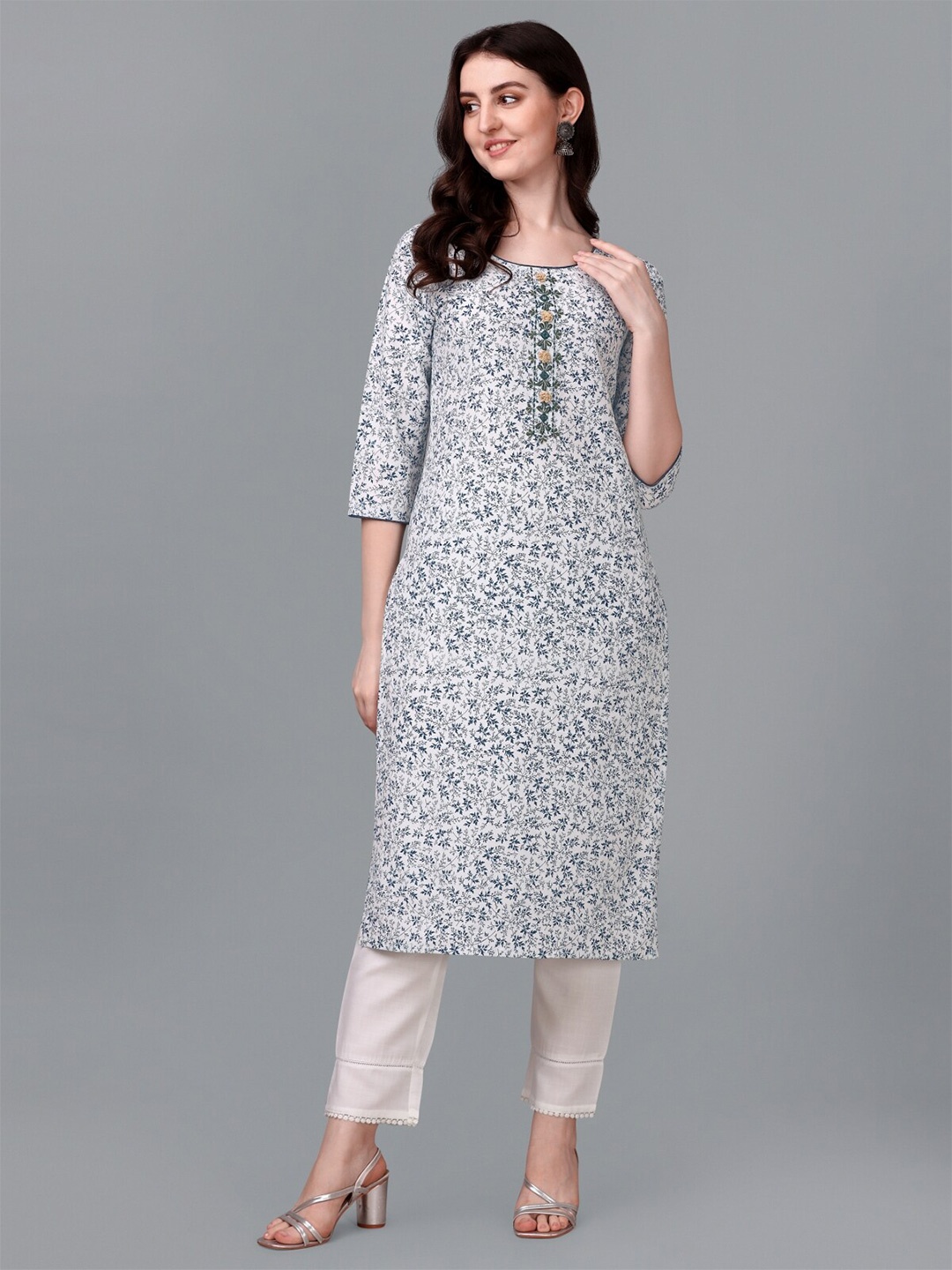 Growdamy Floral Printed Round Neck Three-Quarter Sleeves Straight Kurta, Blue
Growdamy Floral Printed Round Neck Three-Quarter Sleeves Straight Kurta, Blue