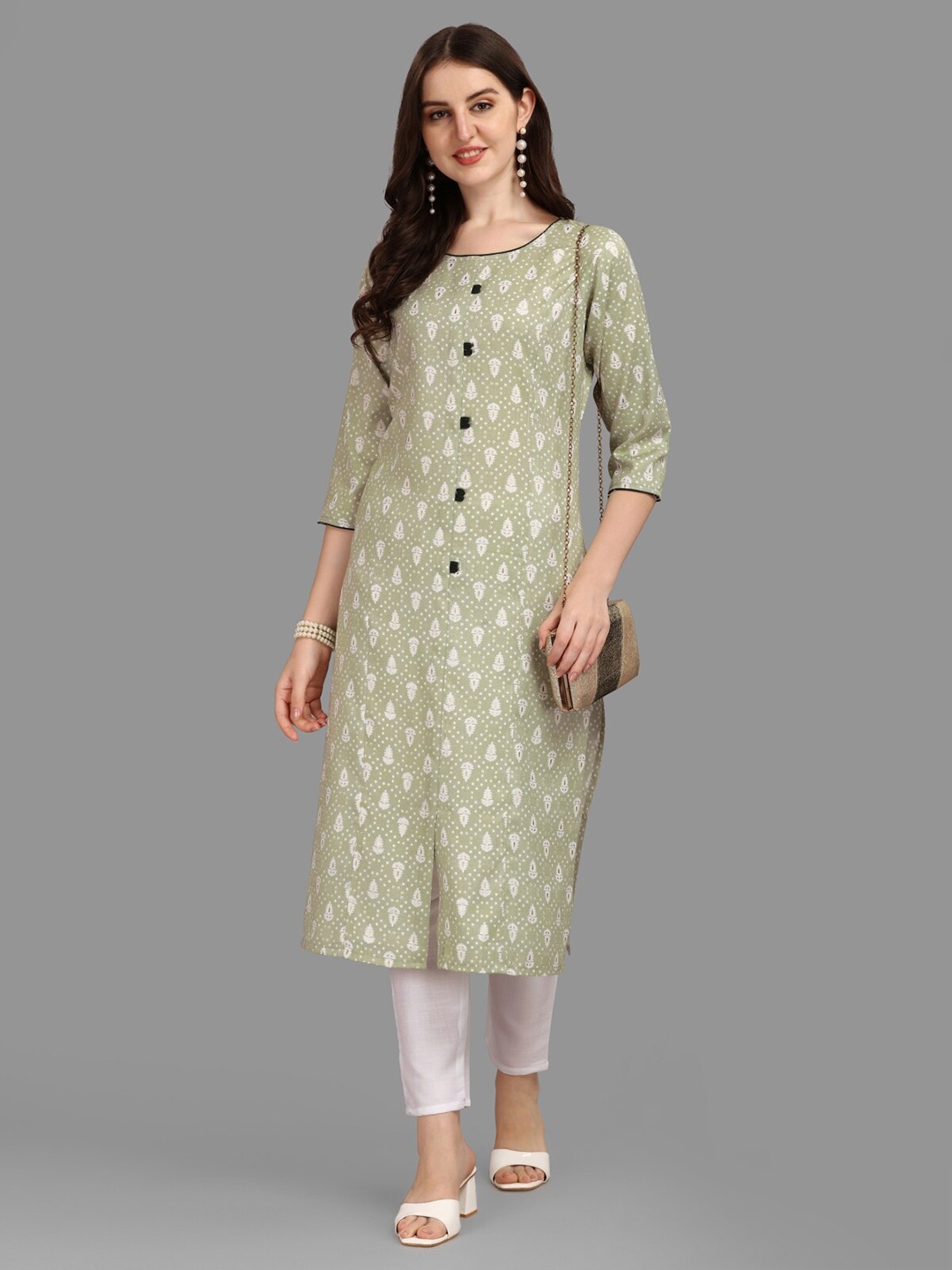 Growdamy Floral Printed Cotton Round Neck Three-Quarter Sleeves Straight Kurta, Green
Growdamy Floral Printed Cotton Round Neck Three-Quarter Sleeves Straight Kurta, Green