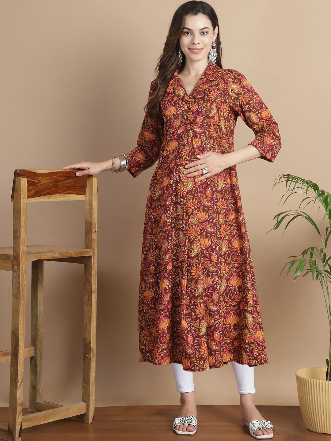 Secret Wish Floral Printed Shirt Collar Cotton Pleated A-Line Maternity Kurta, Brown
Secret Wish Floral Printed Shirt Collar Cotton Pleated A-Line Maternity Kurta, Brown