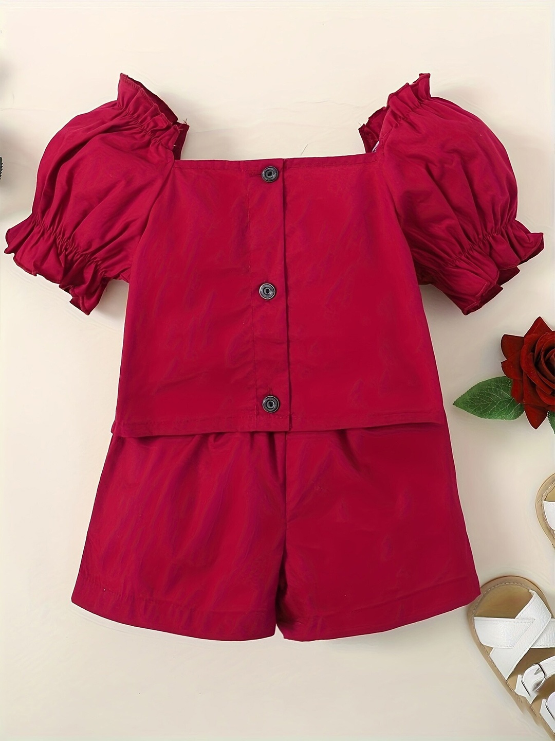 LYTIX Girls Square Neck Short Sleeves Puff Sleeve Ruffled Fit & Flare Cotton Dress, Maroon
LYTIX Girls Square Neck Short Sleeves Puff Sleeve Ruffled Fit & Flare Cotton Dress, Maroon