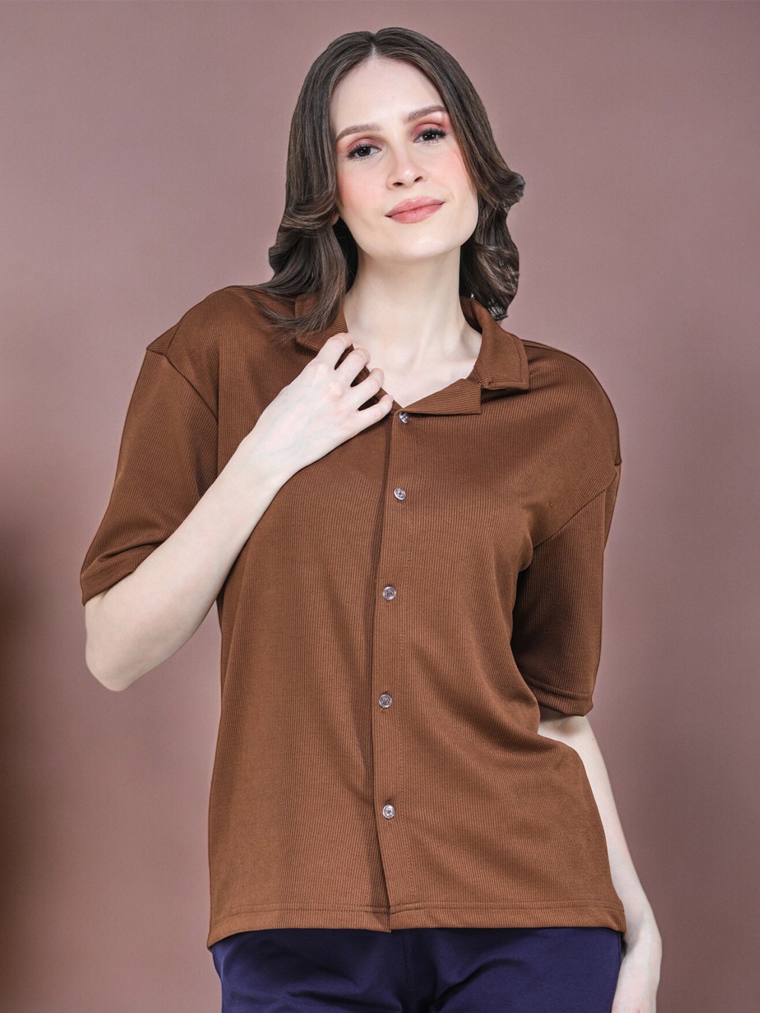 CLAFOUTIS Vertical Stripes Spread Collar Drop-Shoulder Sleeves Relaxed Casual Shirt, Coffee brown
CLAFOUTIS Vertical Stripes Spread Collar Drop-Shoulder Sleeves Relaxed Casual Shirt, Coffee brown