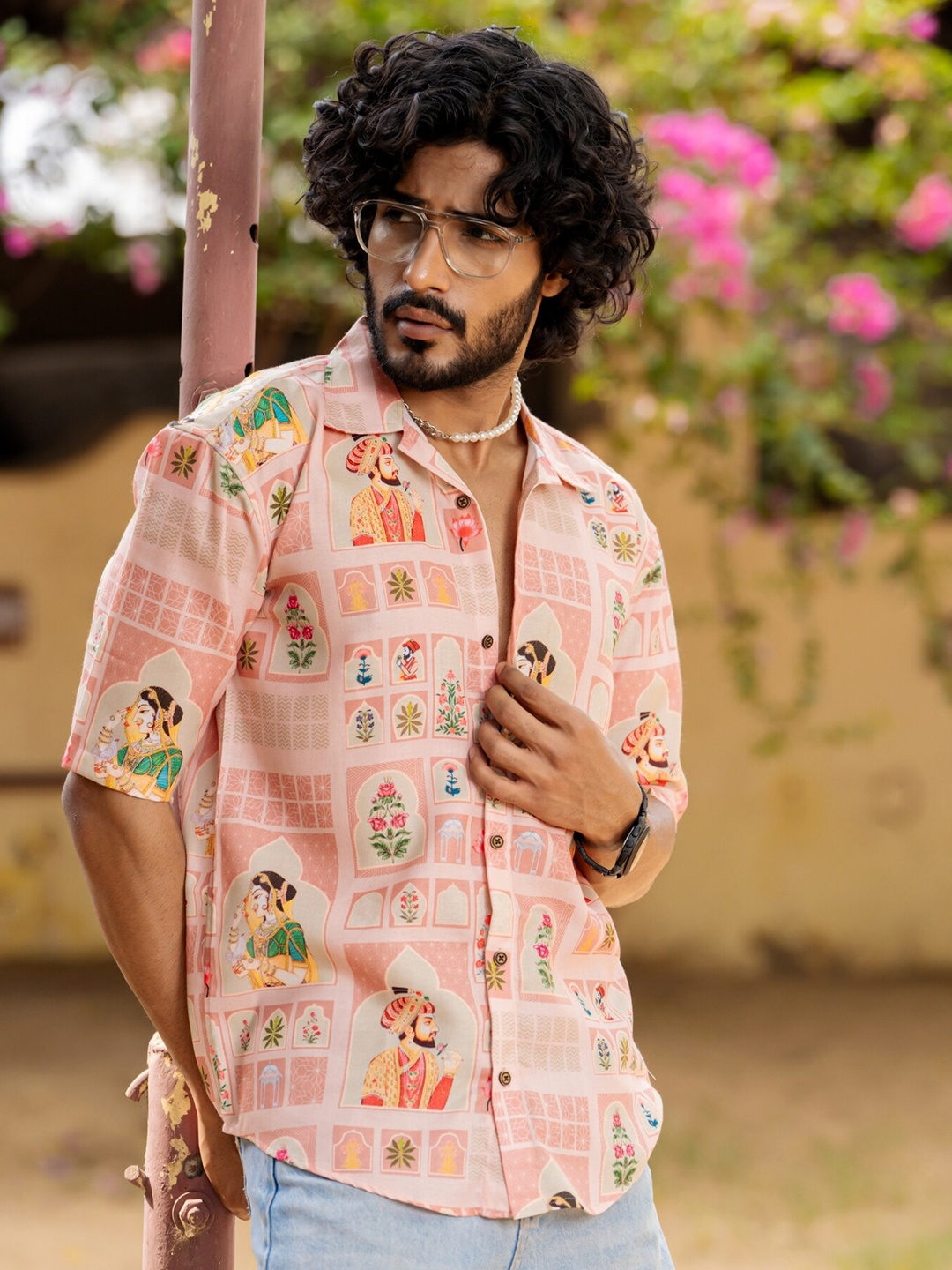 Firangi Yarn Modern Abstract Printed Spread Collar Short Sleeves Oversized Casual Shirt, Peach
Firangi Yarn Modern Abstract Printed Spread Collar Short Sleeves Oversized Casual Shirt, Peach