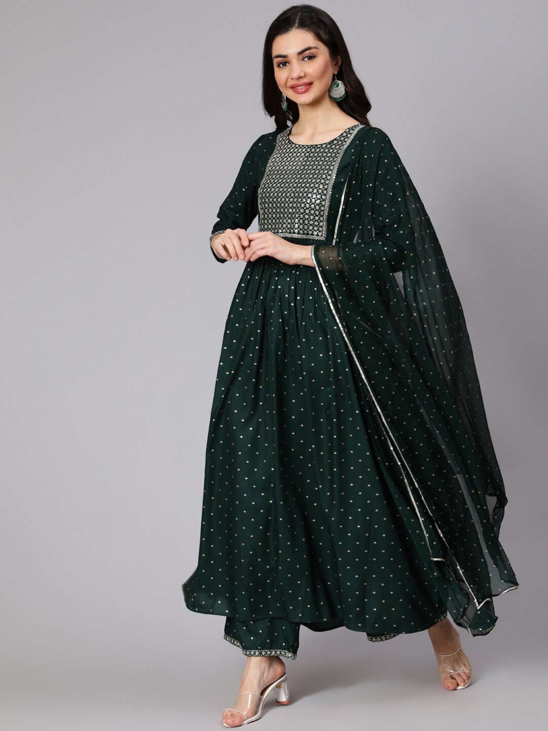 GULMOHAR JAIPUR Women Embroidered Regular Sequinned Kurta with Palazzos & With Dupatta, Green
GULMOHAR JAIPUR Women Embroidered Regular Sequinned Kurta with Palazzos & With Dupatta, Green