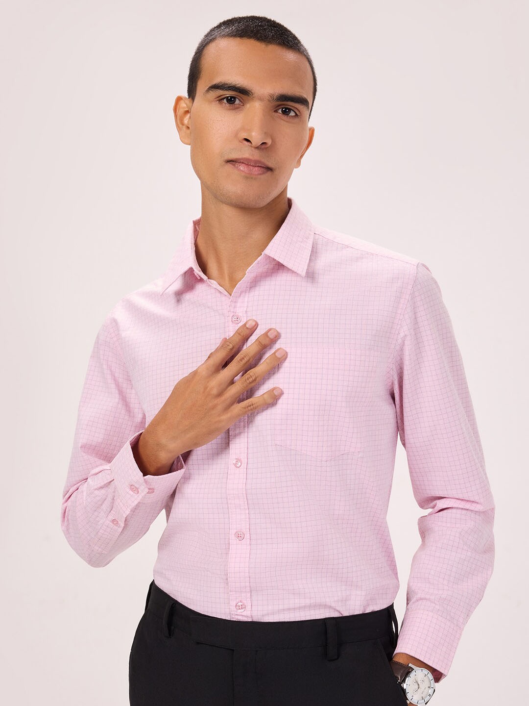 Bombay High Comfort Micro Checks Striped Spread Collar Curved Cotton Semiformal Shirt, Pink
Bombay High Comfort Micro Checks Striped Spread Collar Curved Cotton Semiformal Shirt, Pink