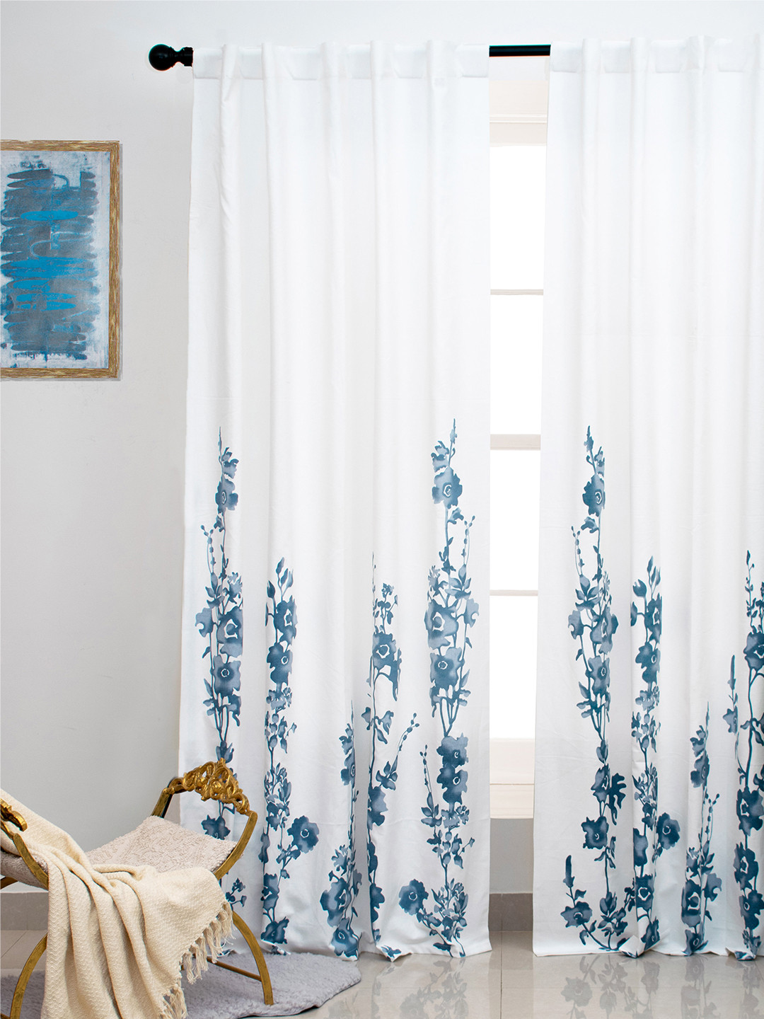 Tranquebar Home Blue & White 2 Pieces Floral Printed Room Darkening Cotton Door Curtains
Tranquebar Home Blue & White 2 Pieces Floral Printed Room Darkening Cotton Door Curtains