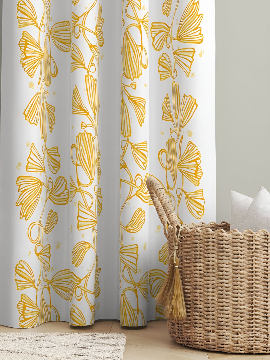 Tranquebar Home Yellow & White 2 Pcs Floral Printed Room Darkening Cotton Window Curtains
Tranquebar Home Yellow & White 2 Pcs Floral Printed Room Darkening Cotton Window Curtains
