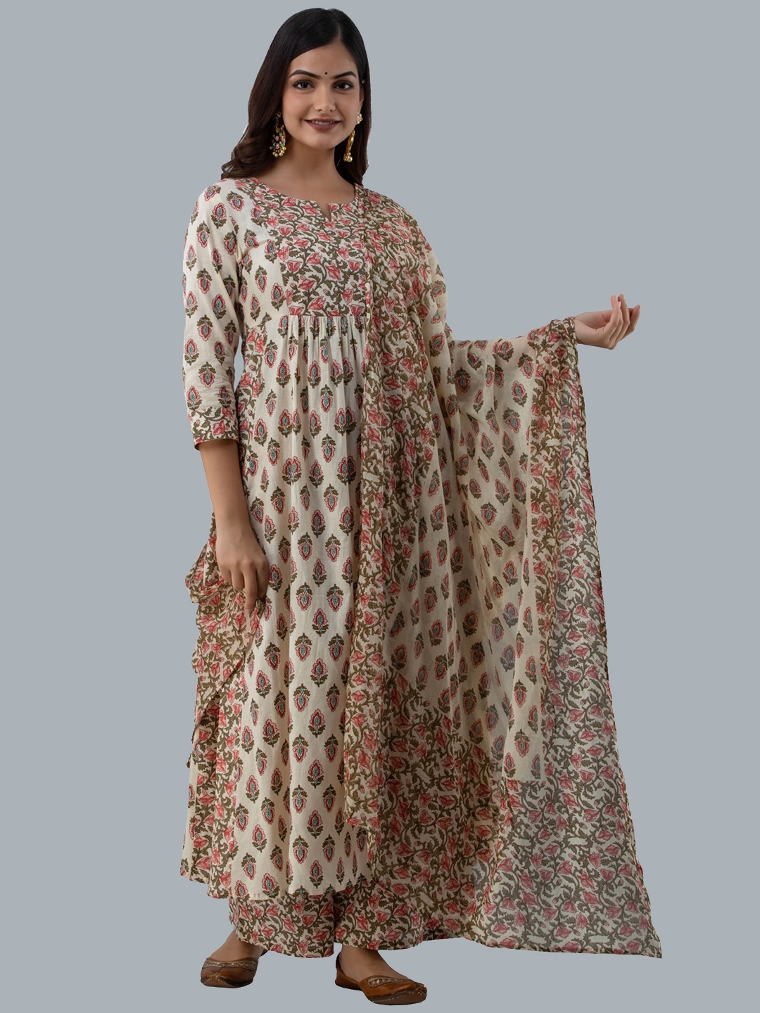 GULMOHAR JAIPUR Floral Printed Empire Round Neck Pure Cotton Straight Kurta Set, Beige
GULMOHAR JAIPUR Floral Printed Empire Round Neck Pure Cotton Straight Kurta Set, Beige