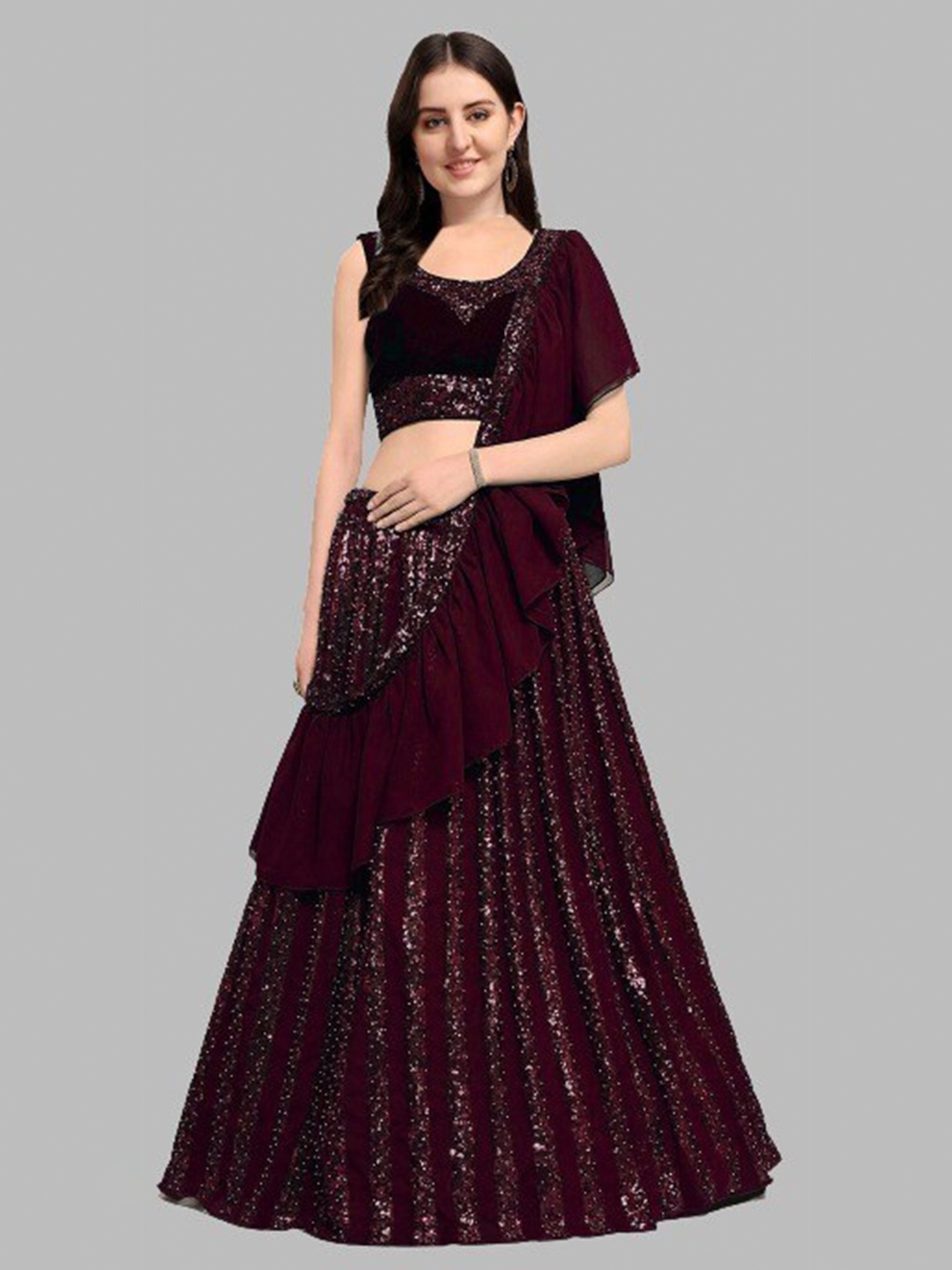 Fashionuma Embellished Ready to Wear Lehenga & Semi-Stitched Blouse With Dupatta, Maroon
Fashionuma Embellished Ready to Wear Lehenga & Semi-Stitched Blouse With Dupatta, Maroon