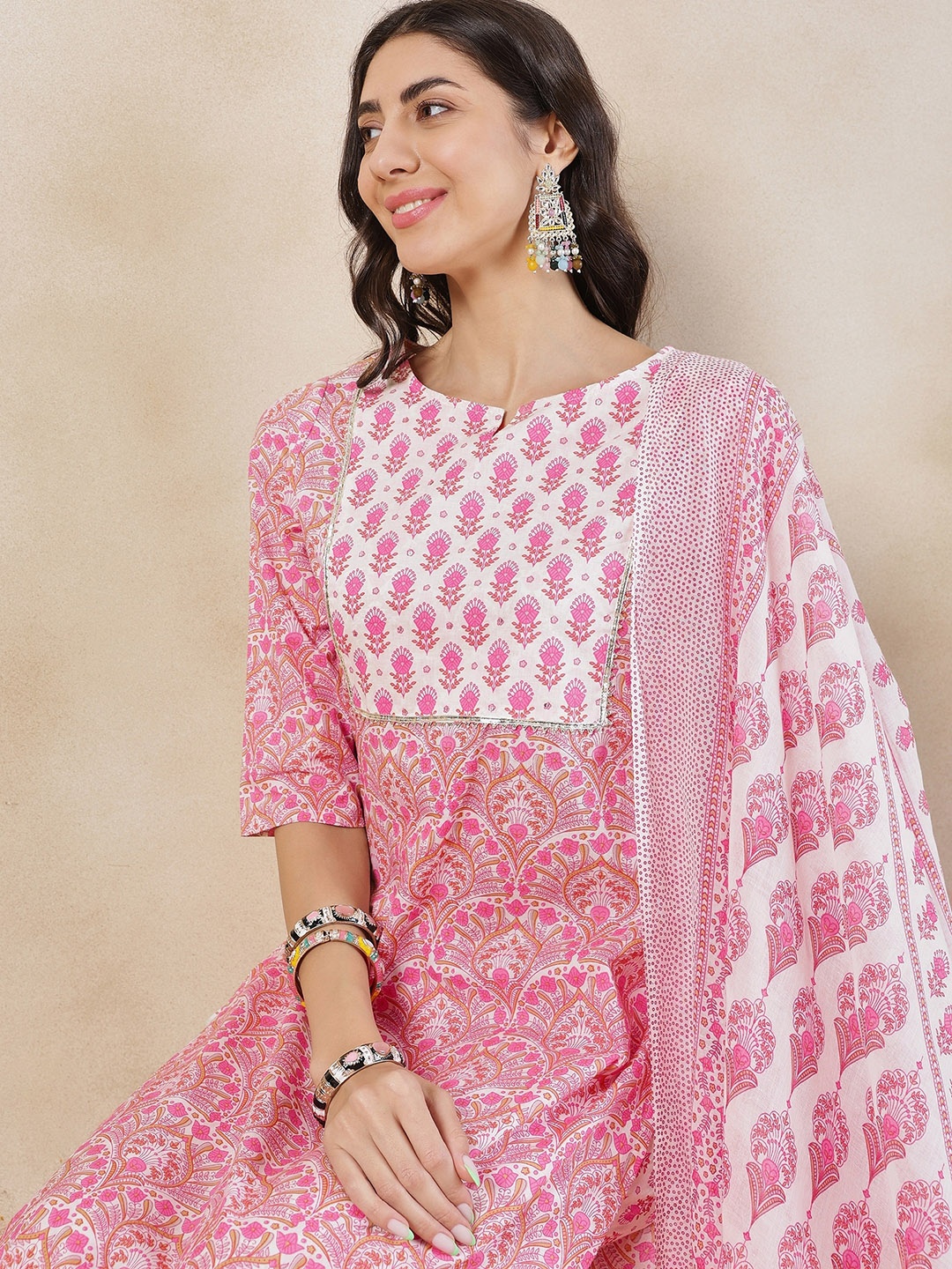 Anouk Ethnic Motifs Printed Anarkali Pure Cotton Kurta with Trousers & Dupatta, Pink
Anouk Ethnic Motifs Printed Anarkali Pure Cotton Kurta with Trousers & Dupatta, Pink